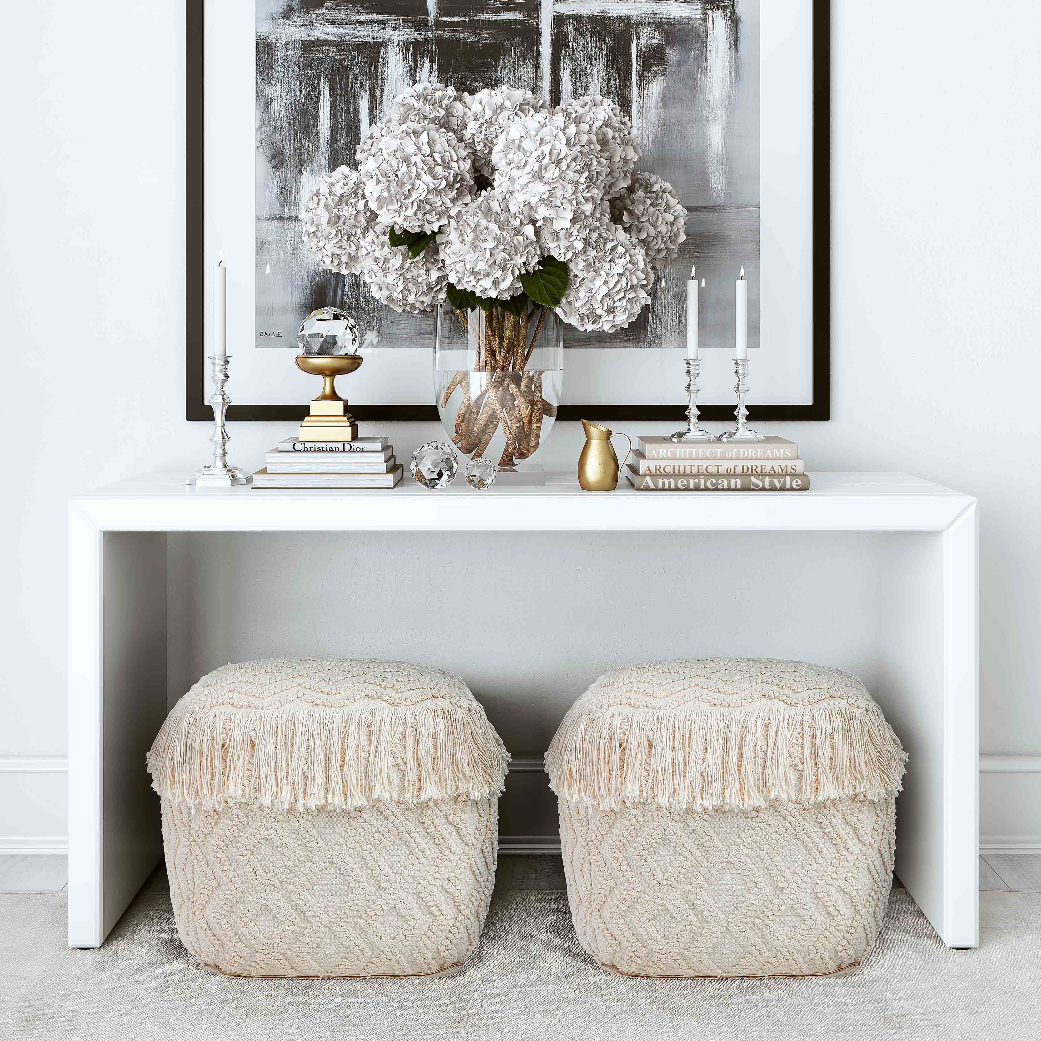 Inca Cream Cotton Pouf