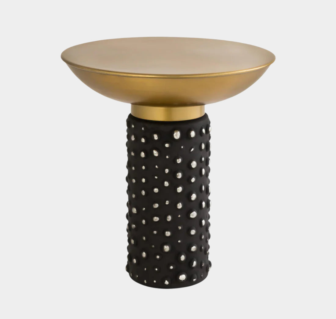 Blaze Glass and Brass Side Table