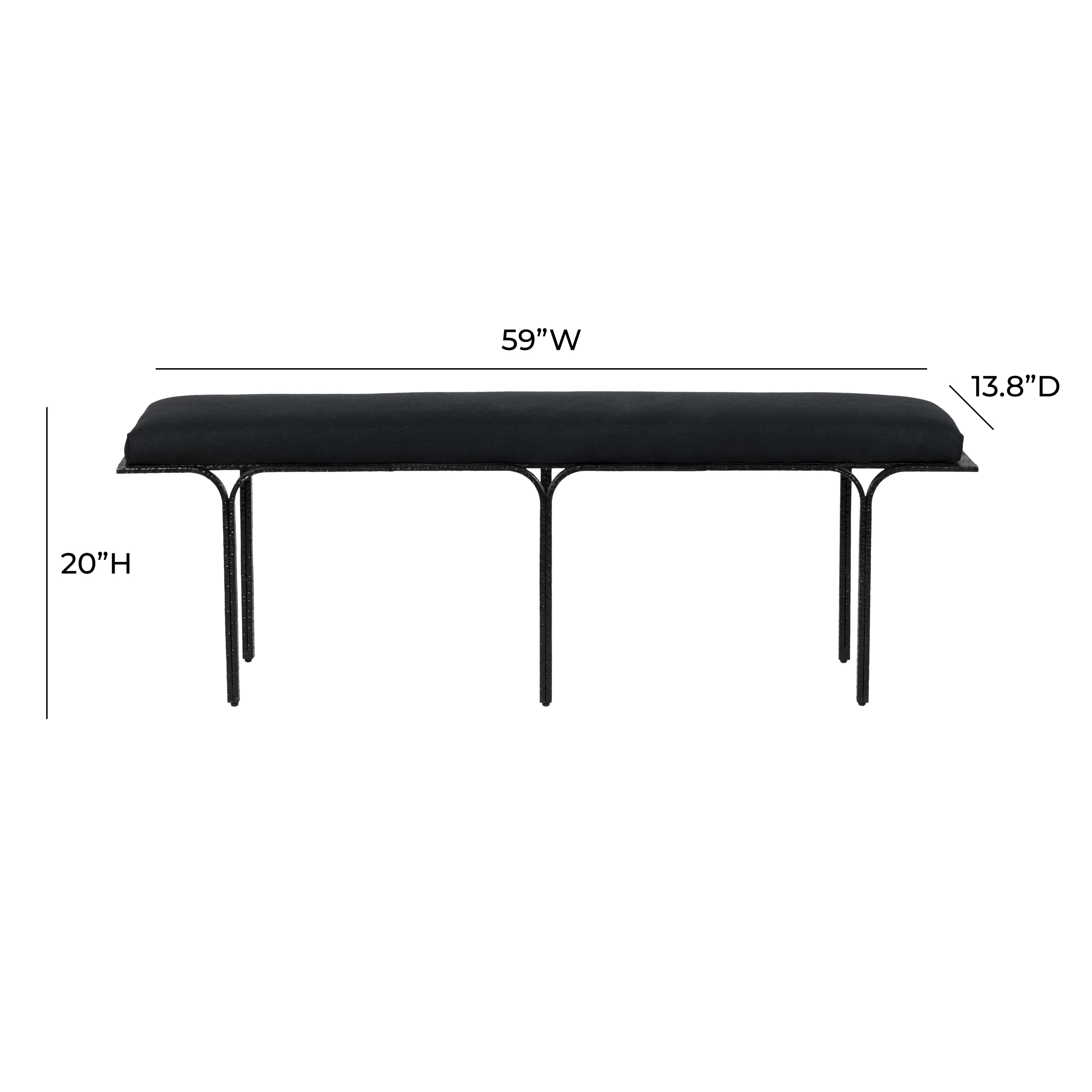 Bryn 59" Black Linen Bench