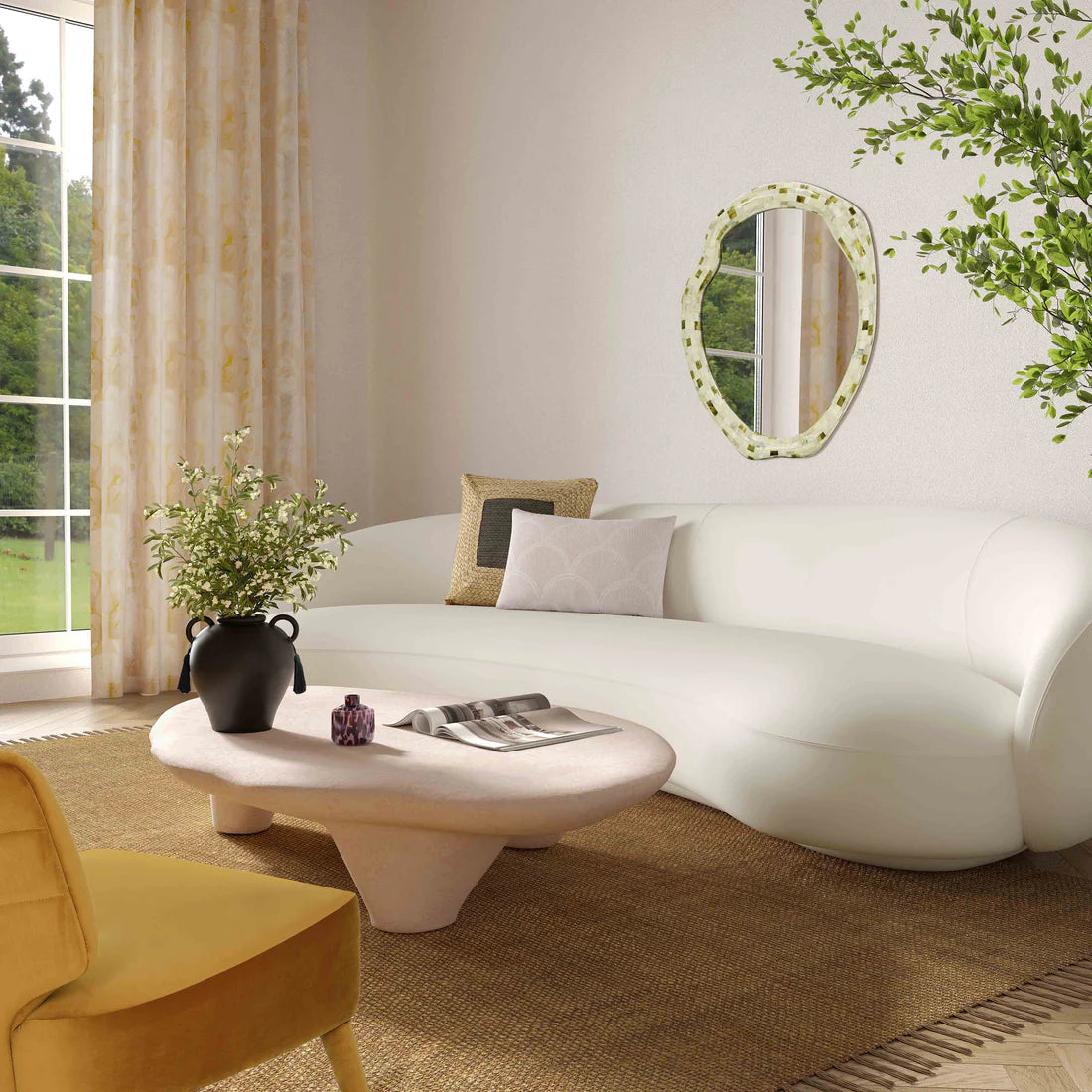 Athen Nude Faux Stone Coffee Table