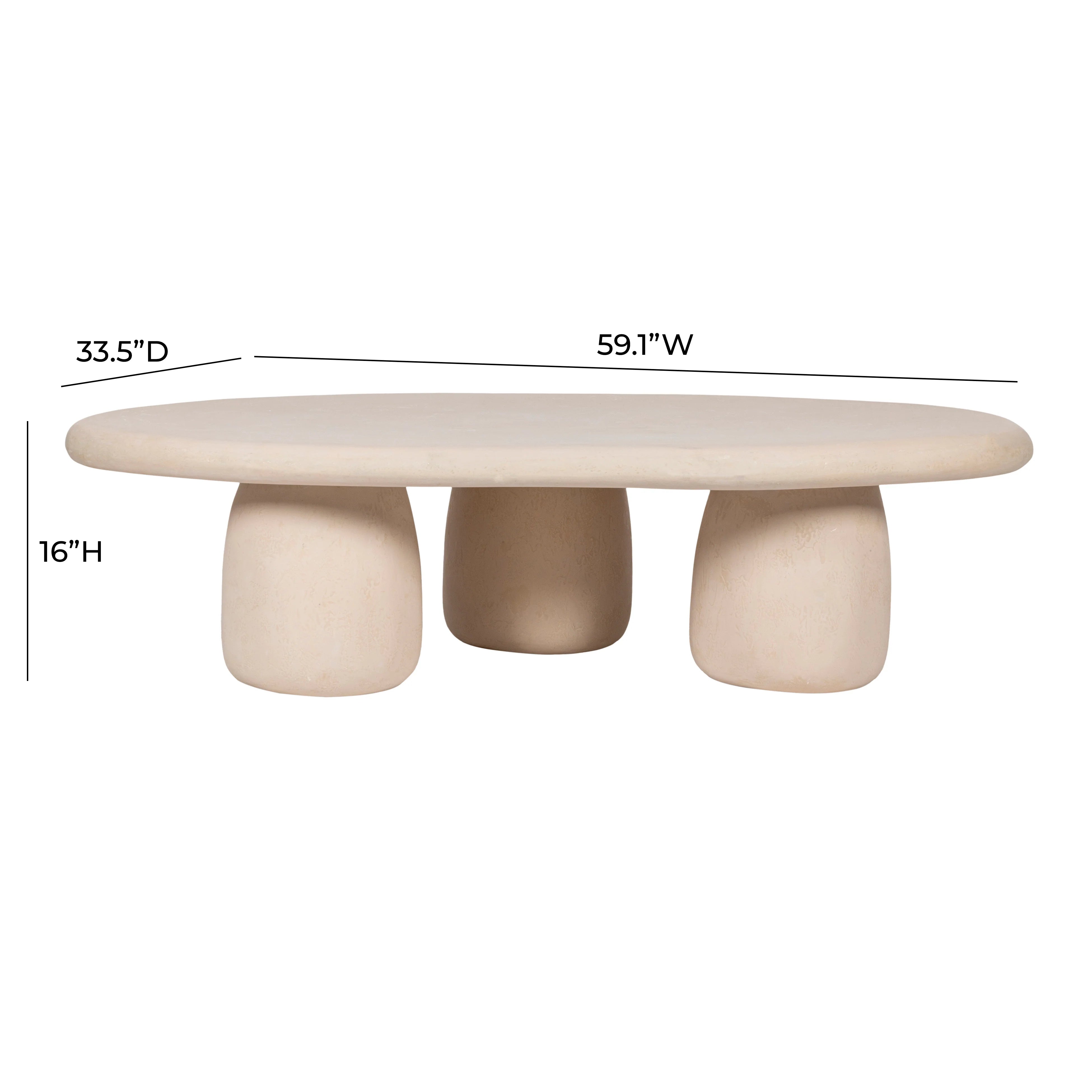 Rahul 59" Cream Coffee Table