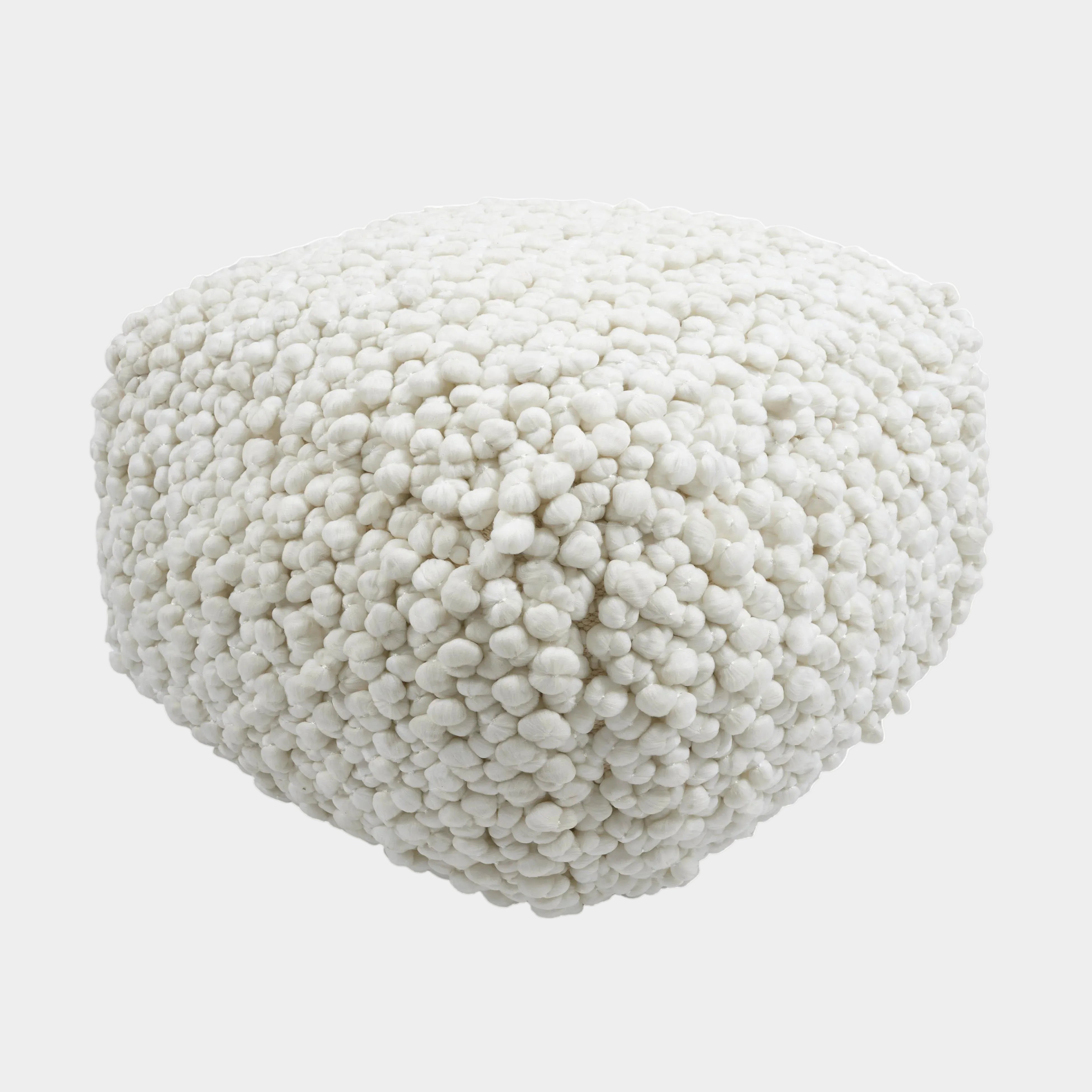 Cathy Cream Woven Pouf
