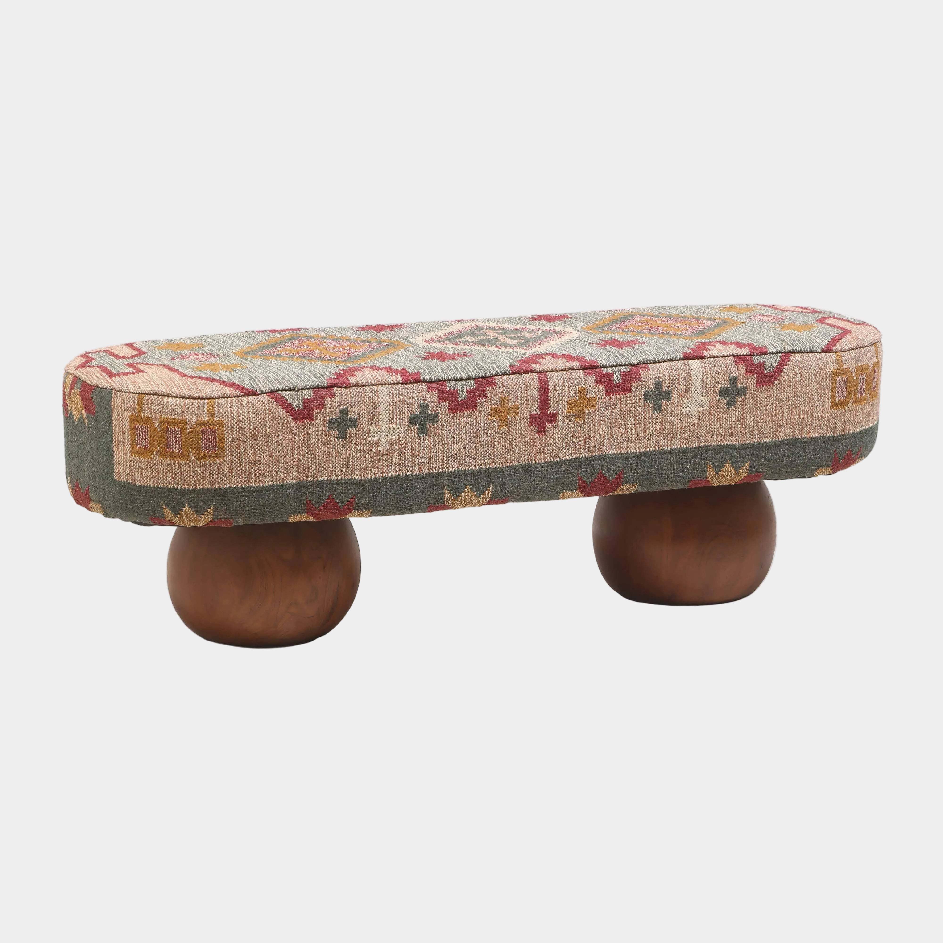 Banc rembourré en laine texturée Rizi 