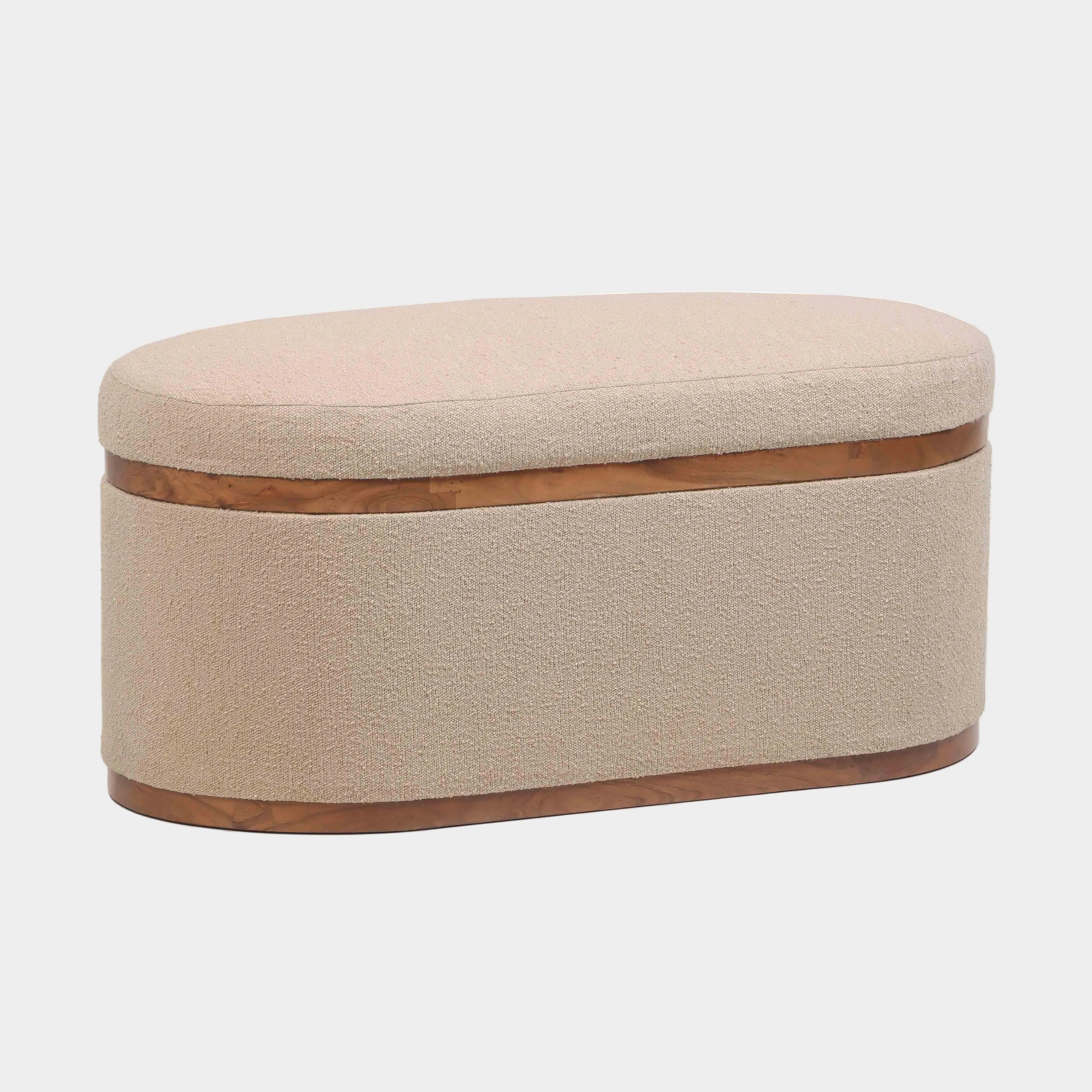 Olivier 41" Boucle Oval Storage Ottoman