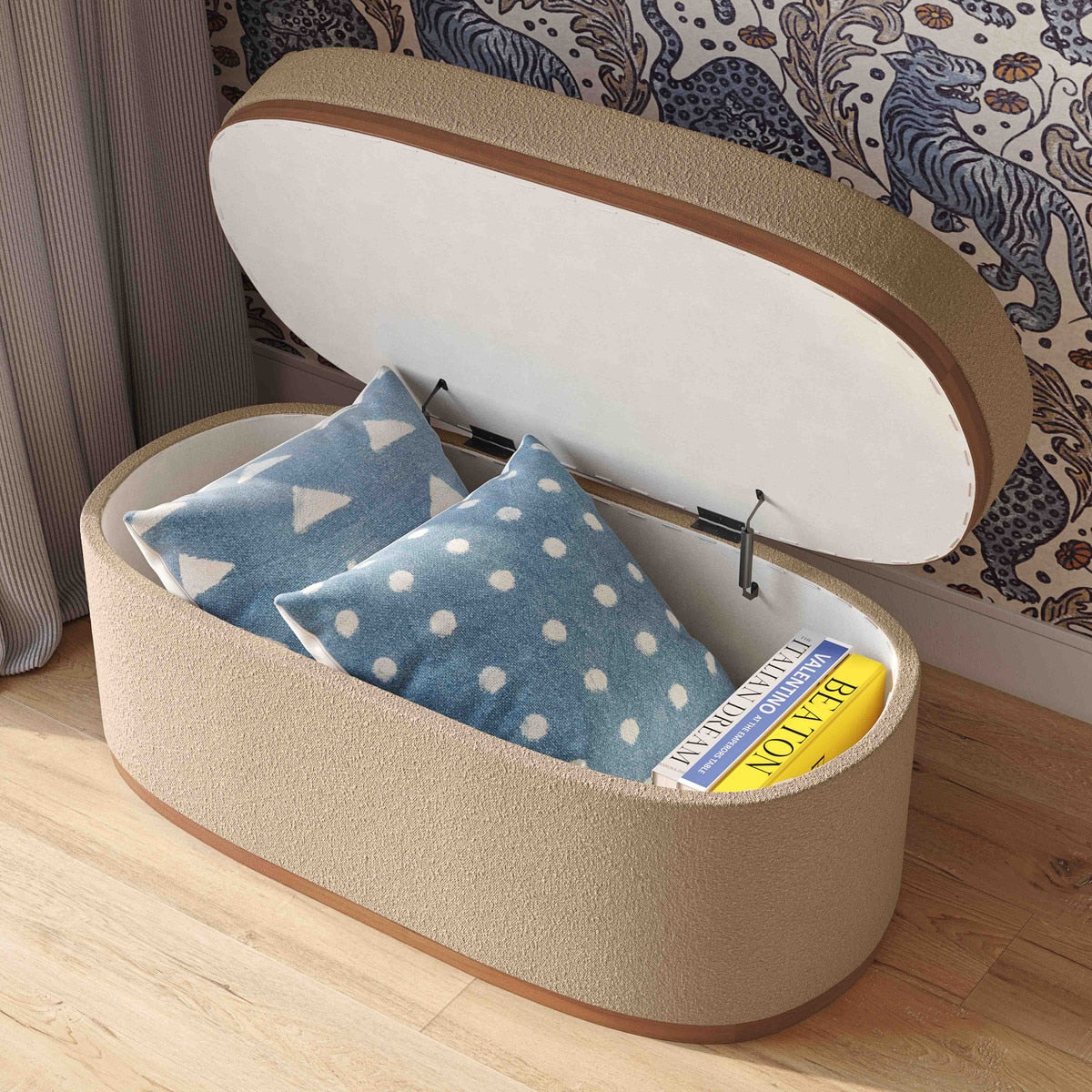 Olivier Boucle Oval Storage Ottoman