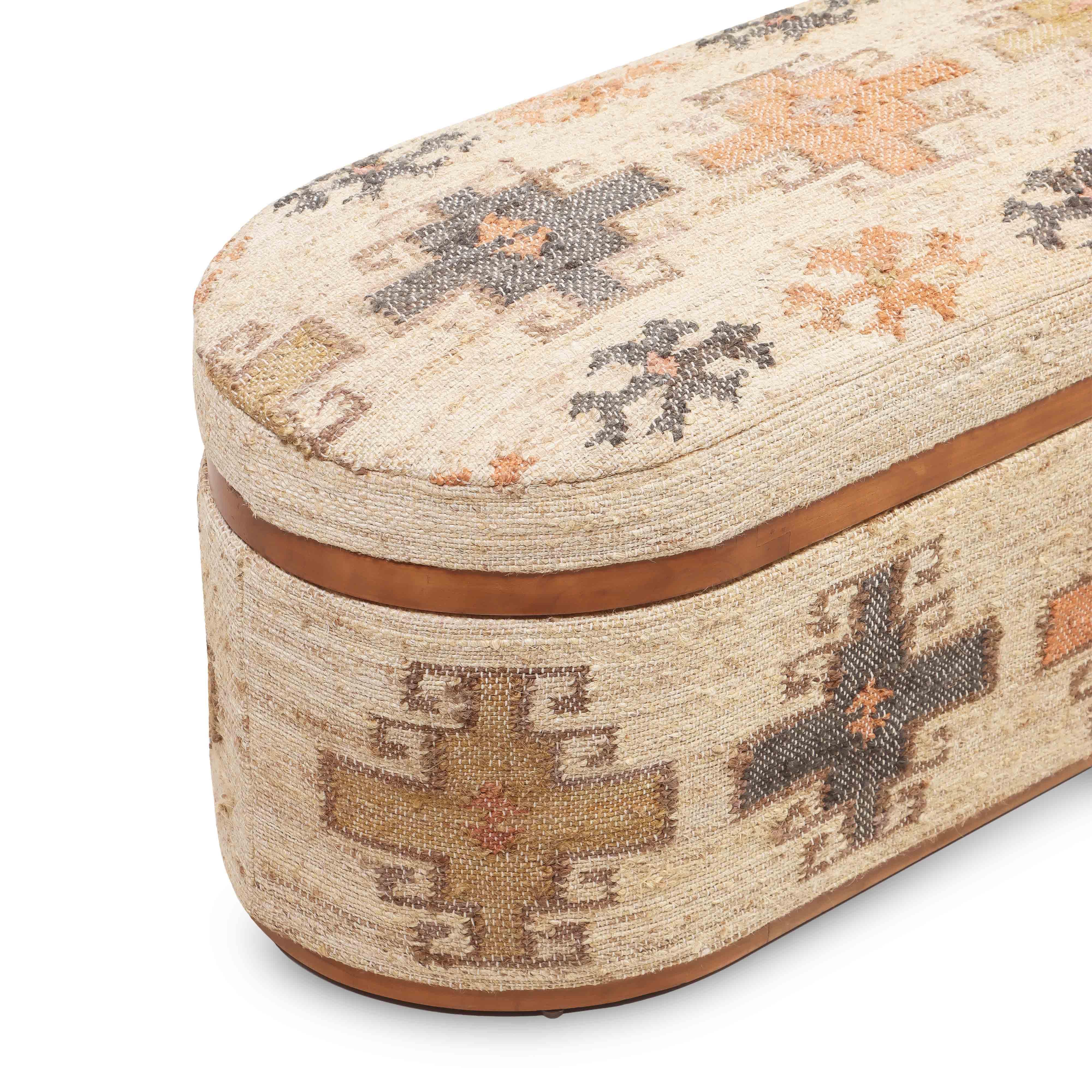 Olivier 41" Cotton Oval Storage Ottoman