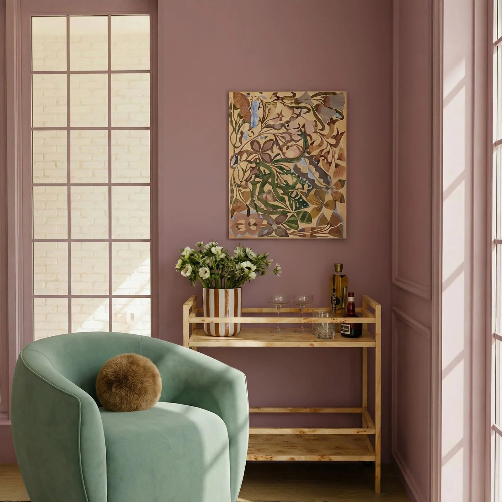 Destin Natural Burl Contract-Grade Bar Cart