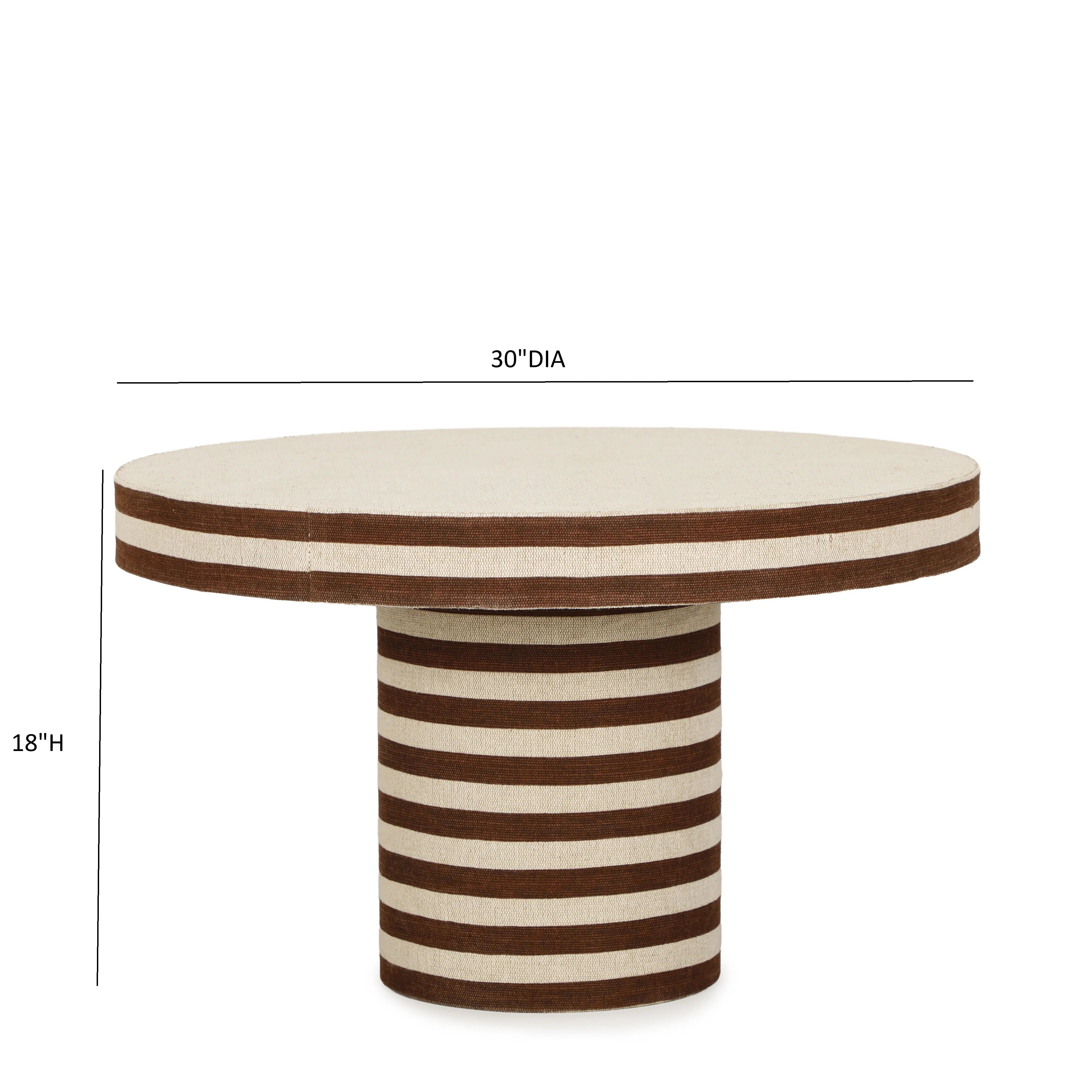 Lyra 30" Natural Striped Cotton Jute Contract-Grade Coffee Table