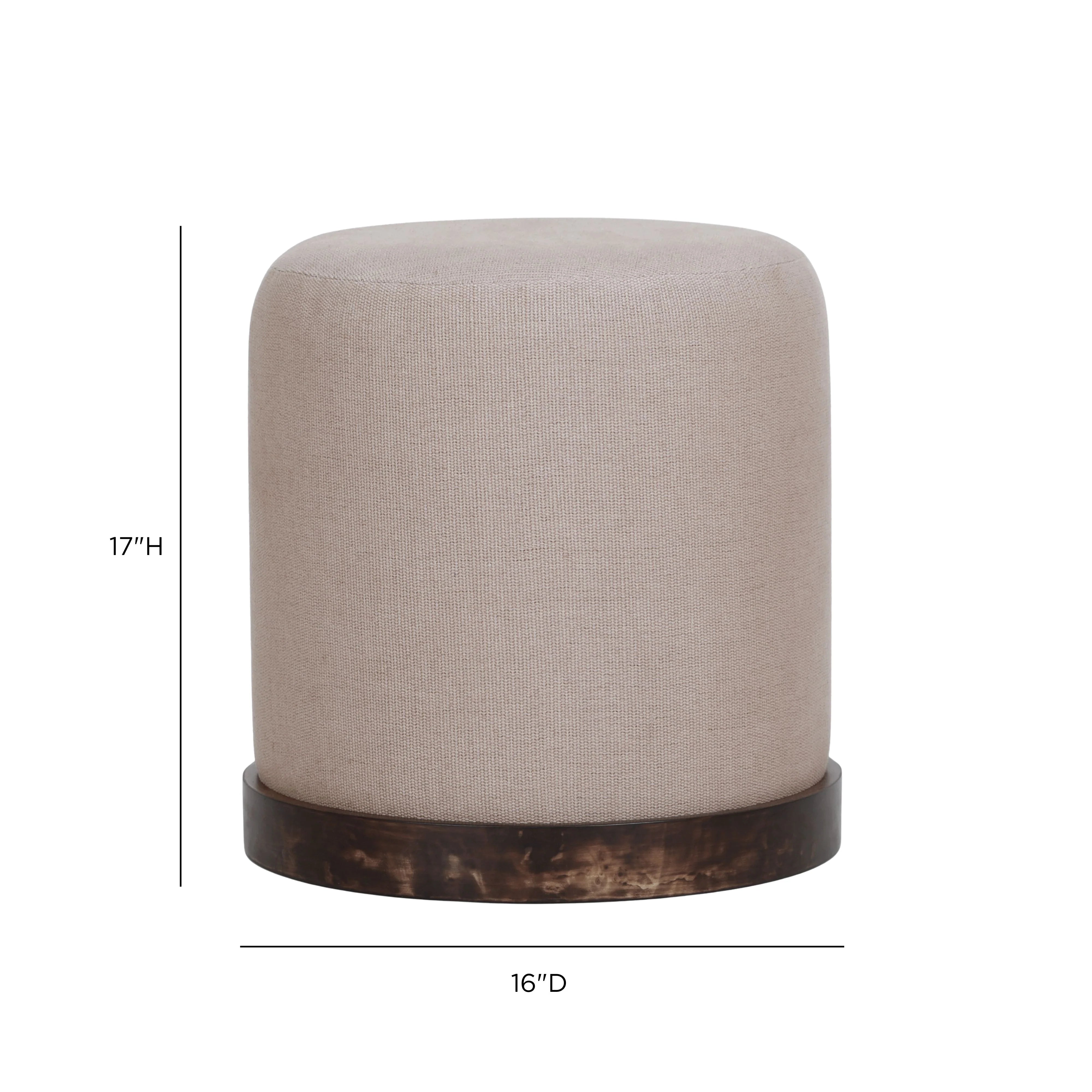 Como Burl and Cotton Jute Contract-Grade Accent Stool