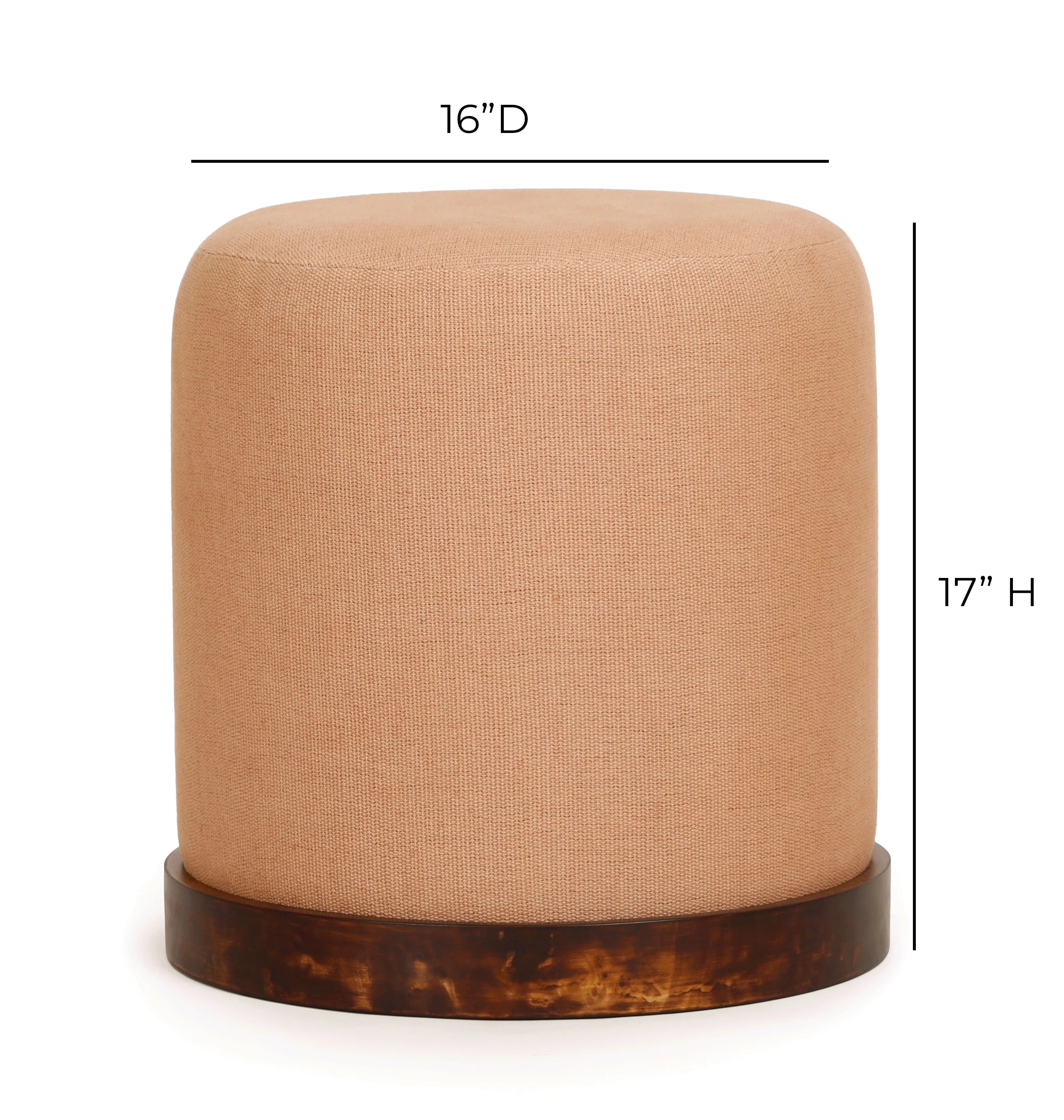 Como Burl and Cotton Jute Contract-Grade Accent Stool