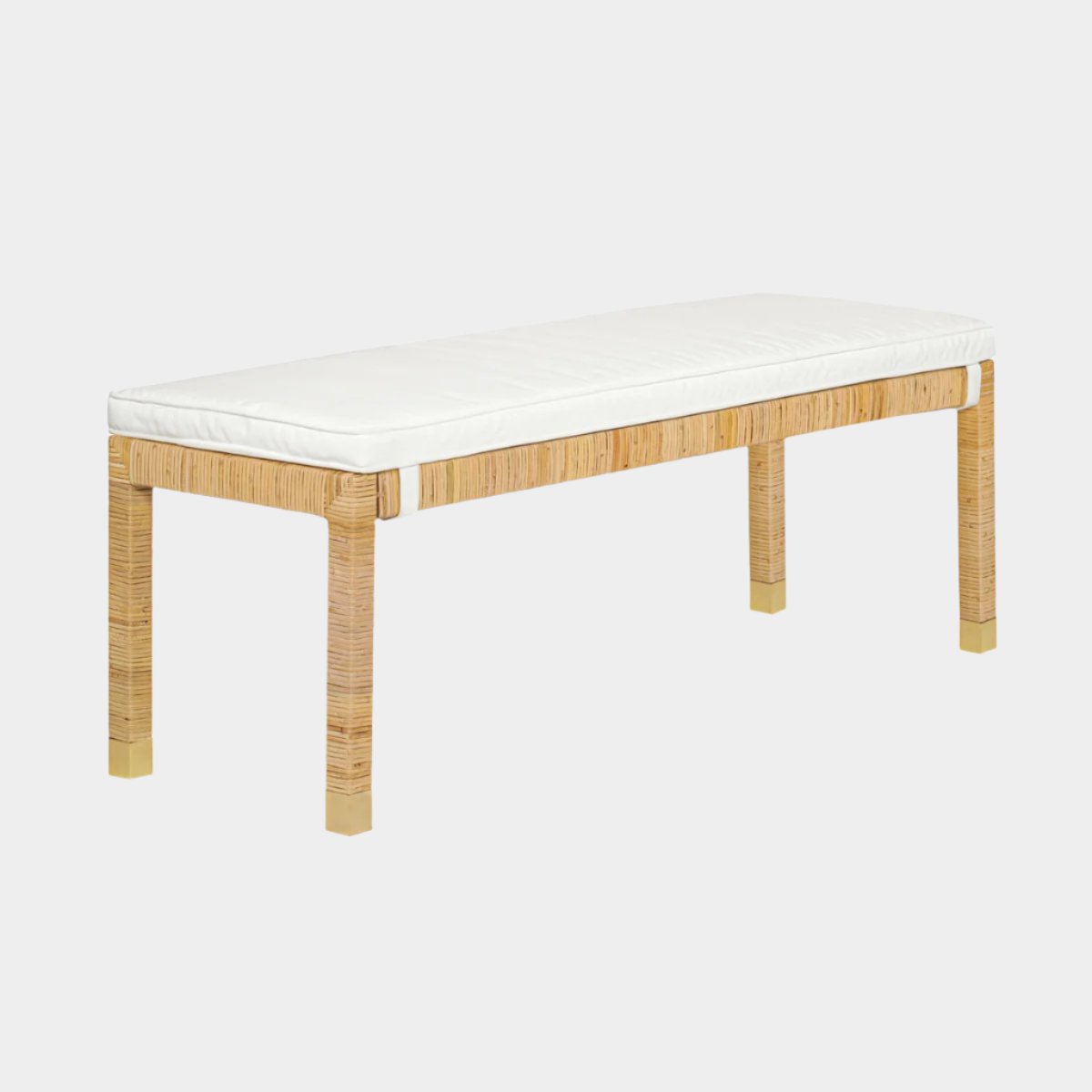 Amara  Woven Rattan Performance Fabric Bench