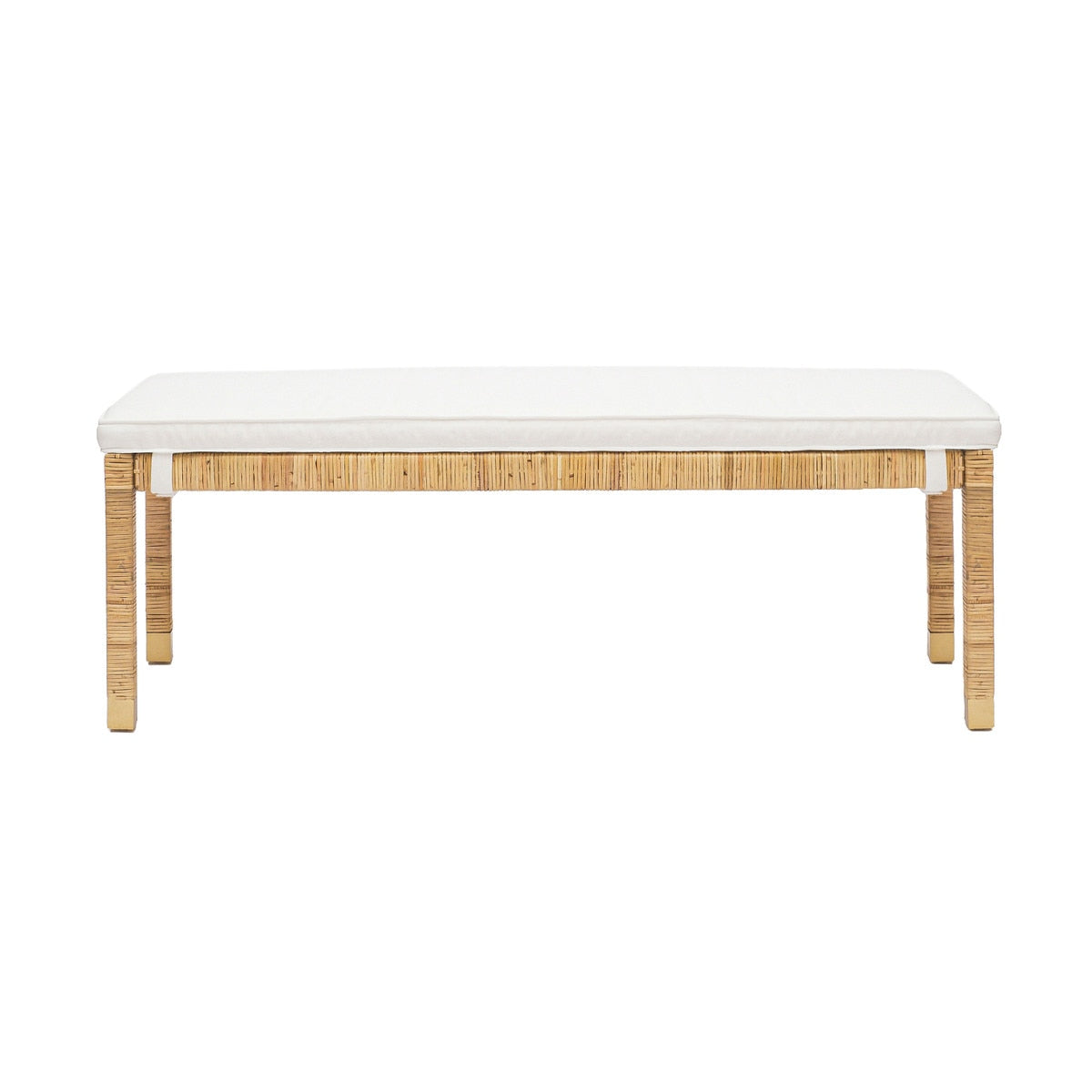 Amara  Woven Rattan Performance Fabric Bench