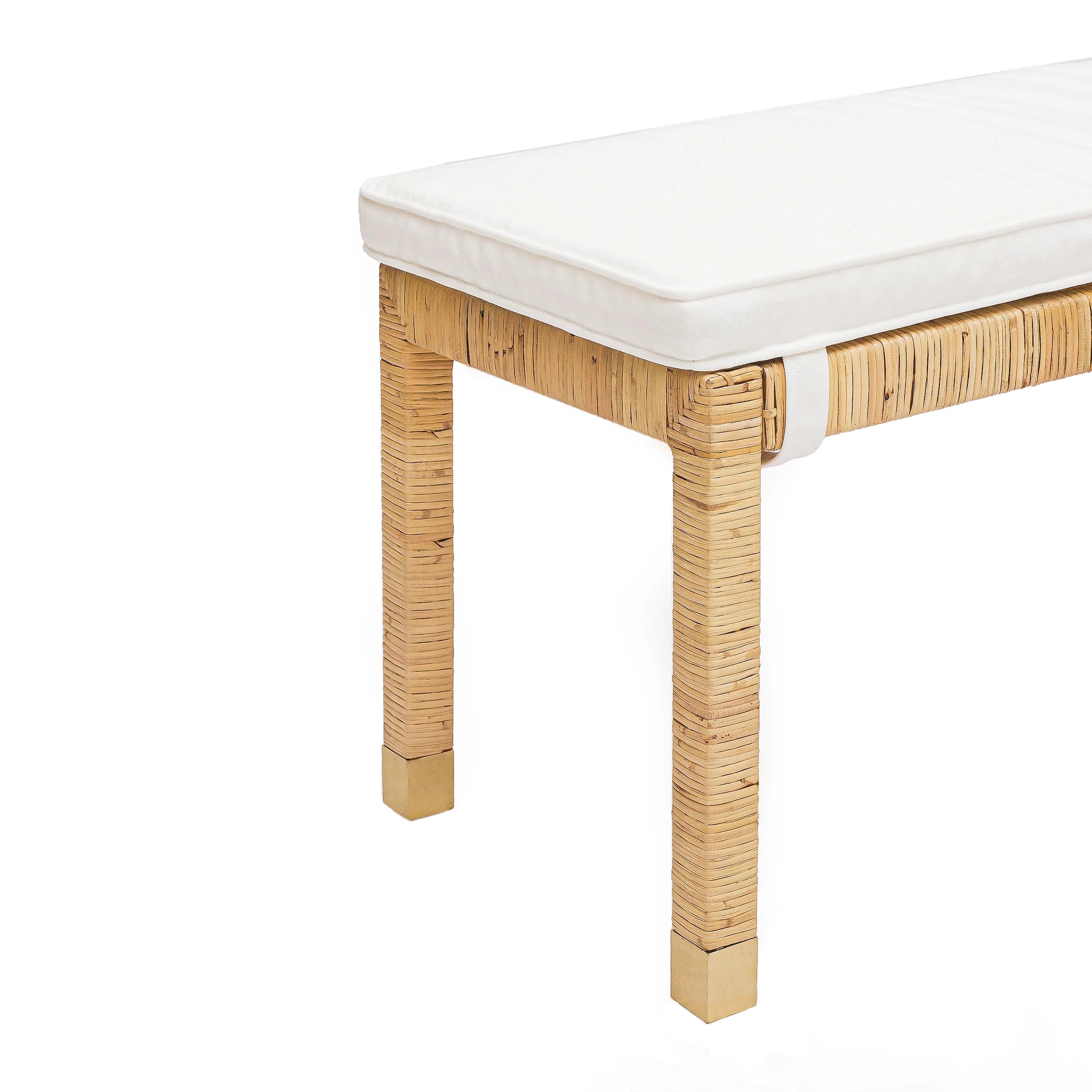 Banc en tissu de performance en rotin tressé Amara