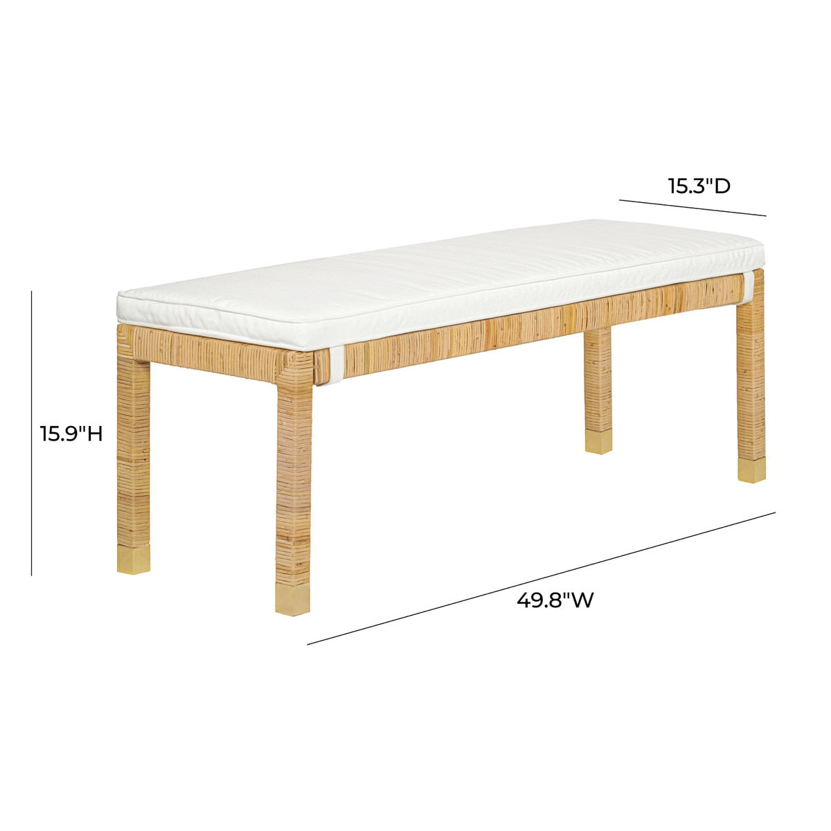 Amara  Woven Rattan Performance Fabric Bench