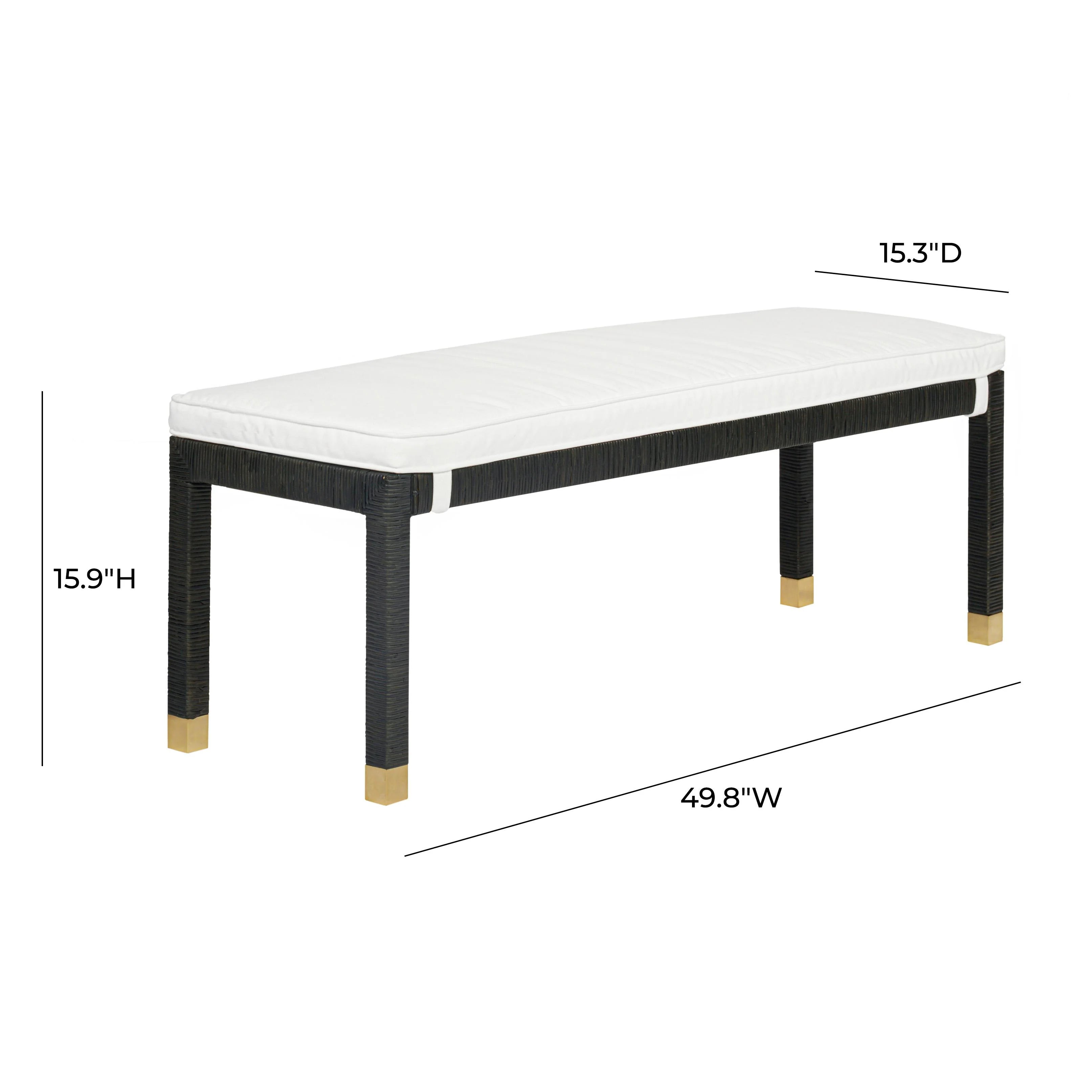 Banc en tissu de performance en rotin tressé Amara