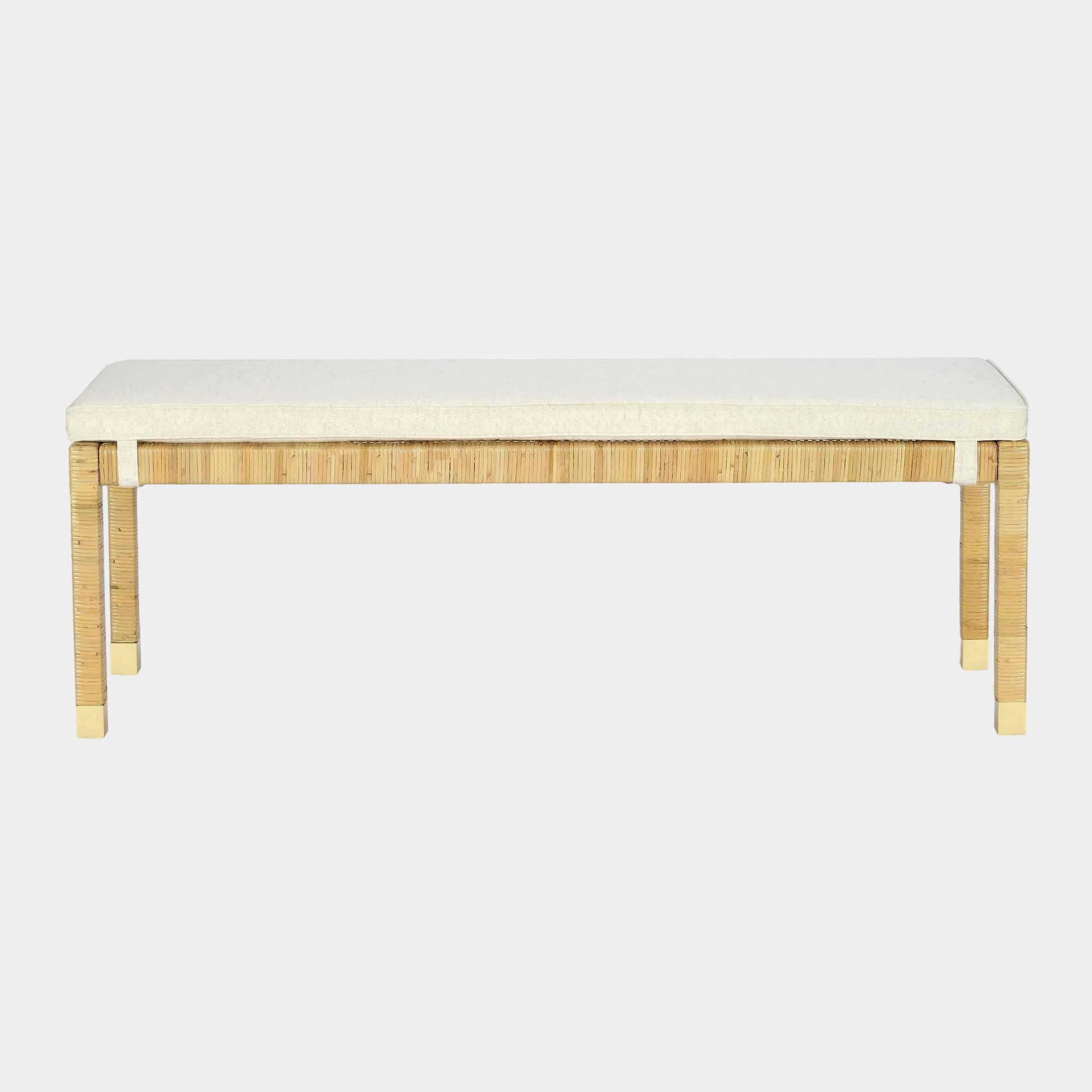 Amara Cream Contract-Grade Linen Bench
