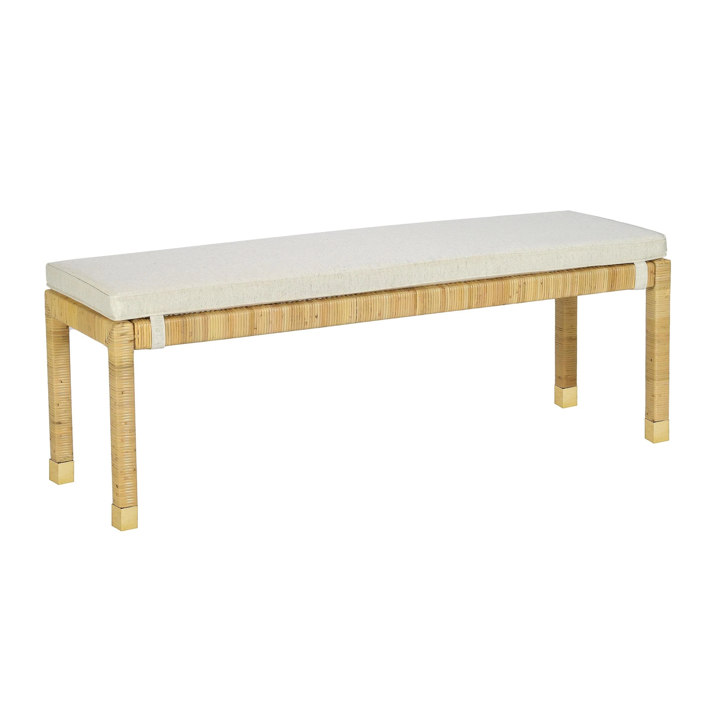 Amara Cream Contract-Grade Linen Bench
