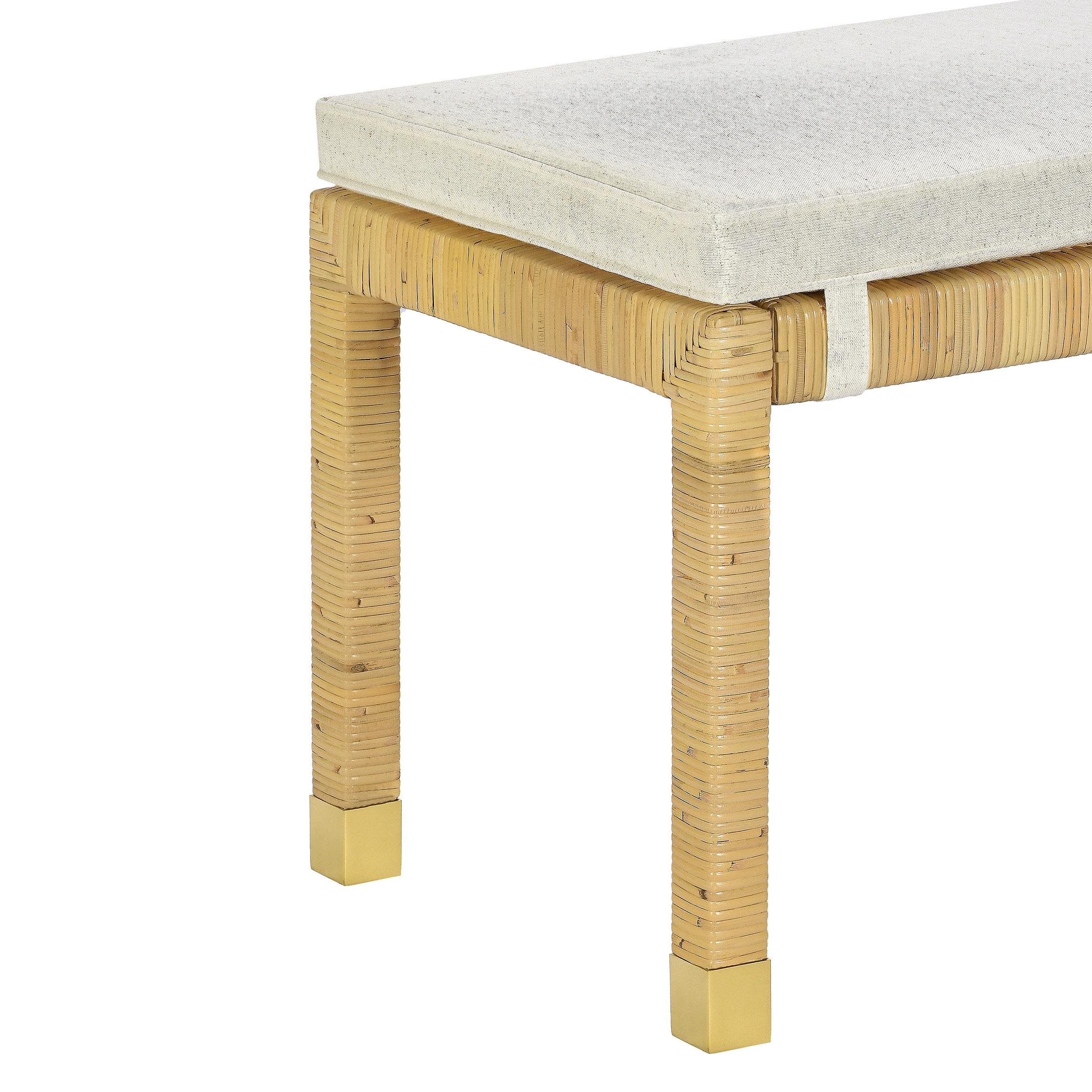 Amara Cream Contract-Grade Linen Bench