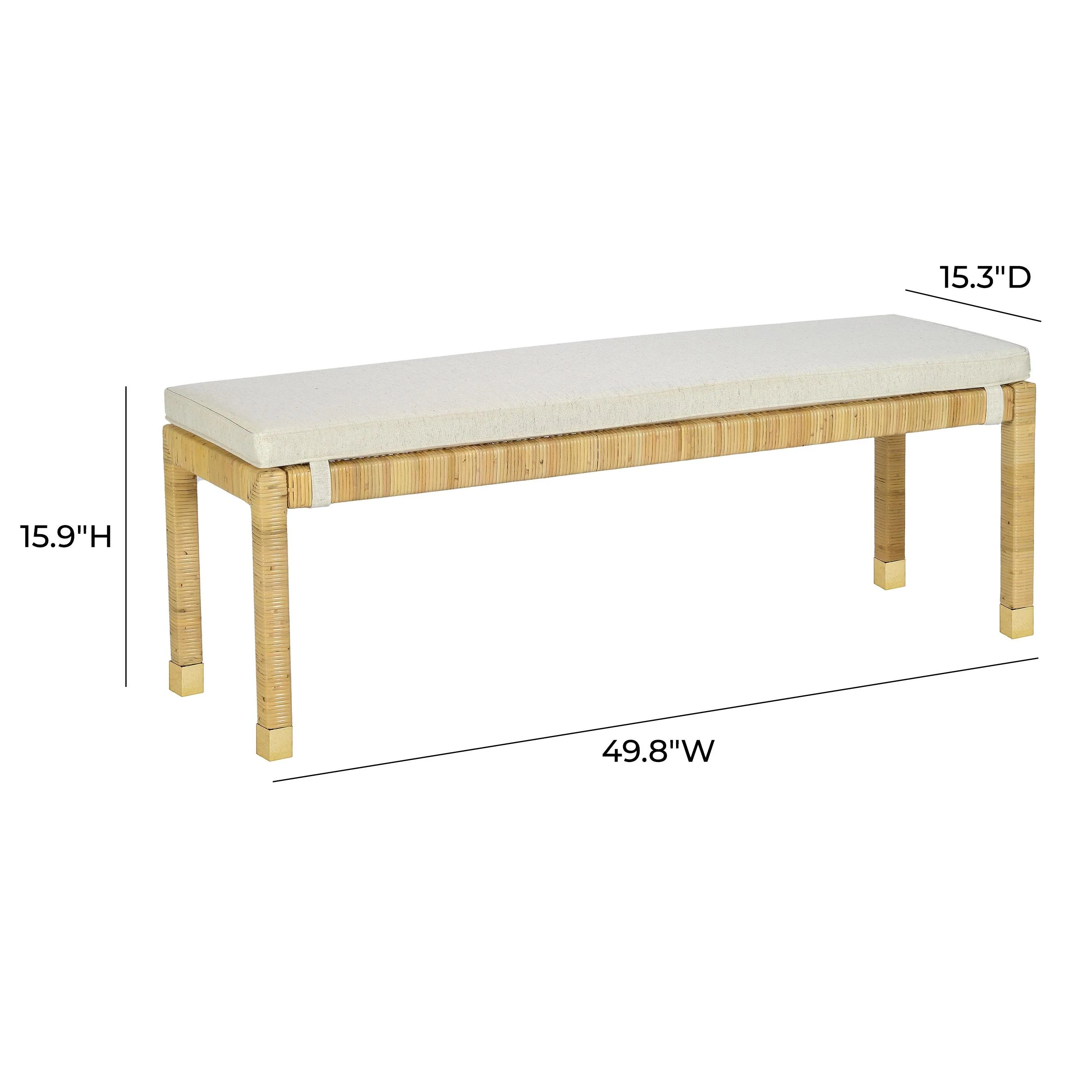 Amara Cream Contract-Grade Linen Bench