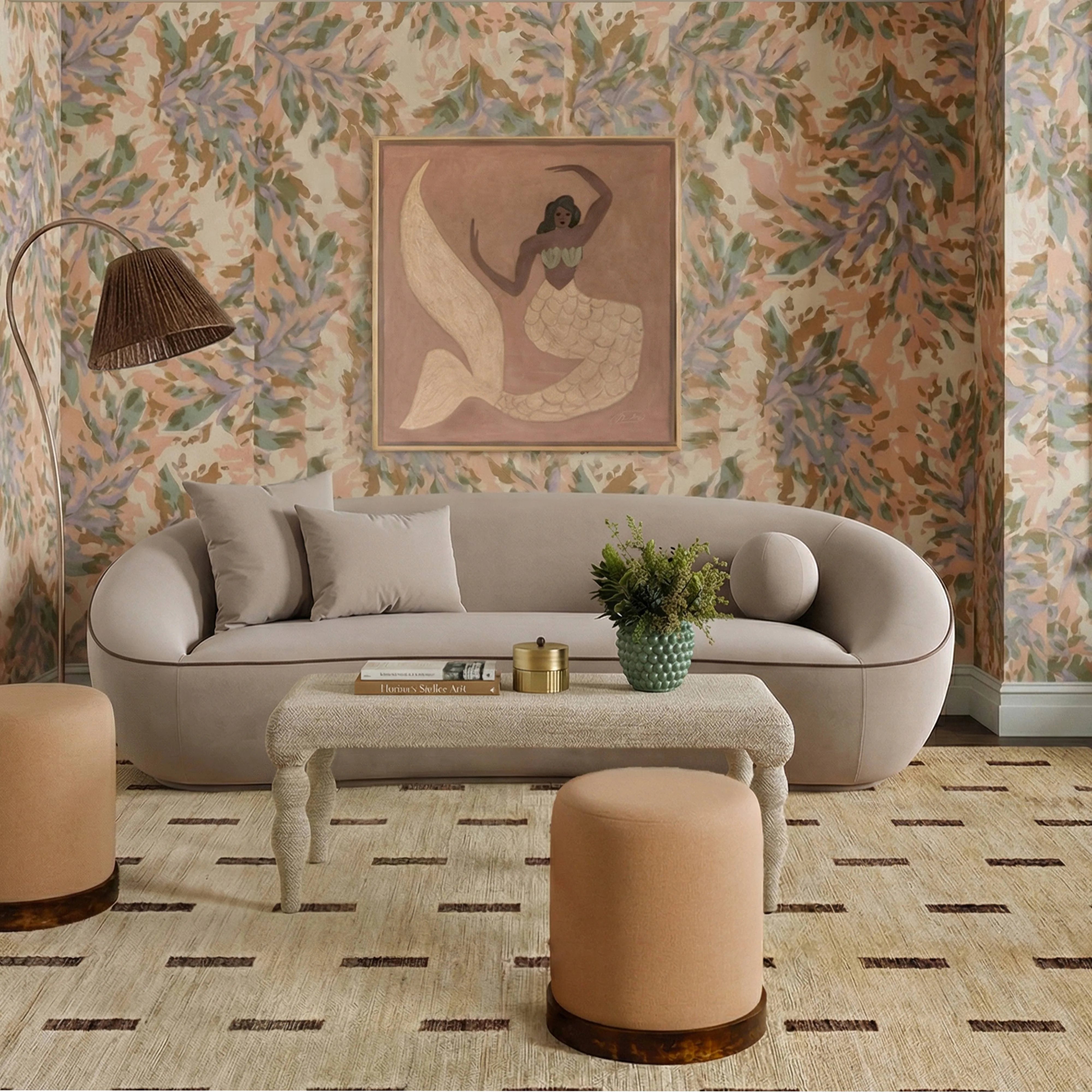 Vicky 49" Natural Woven Seagrass Rectangular Coffee Table