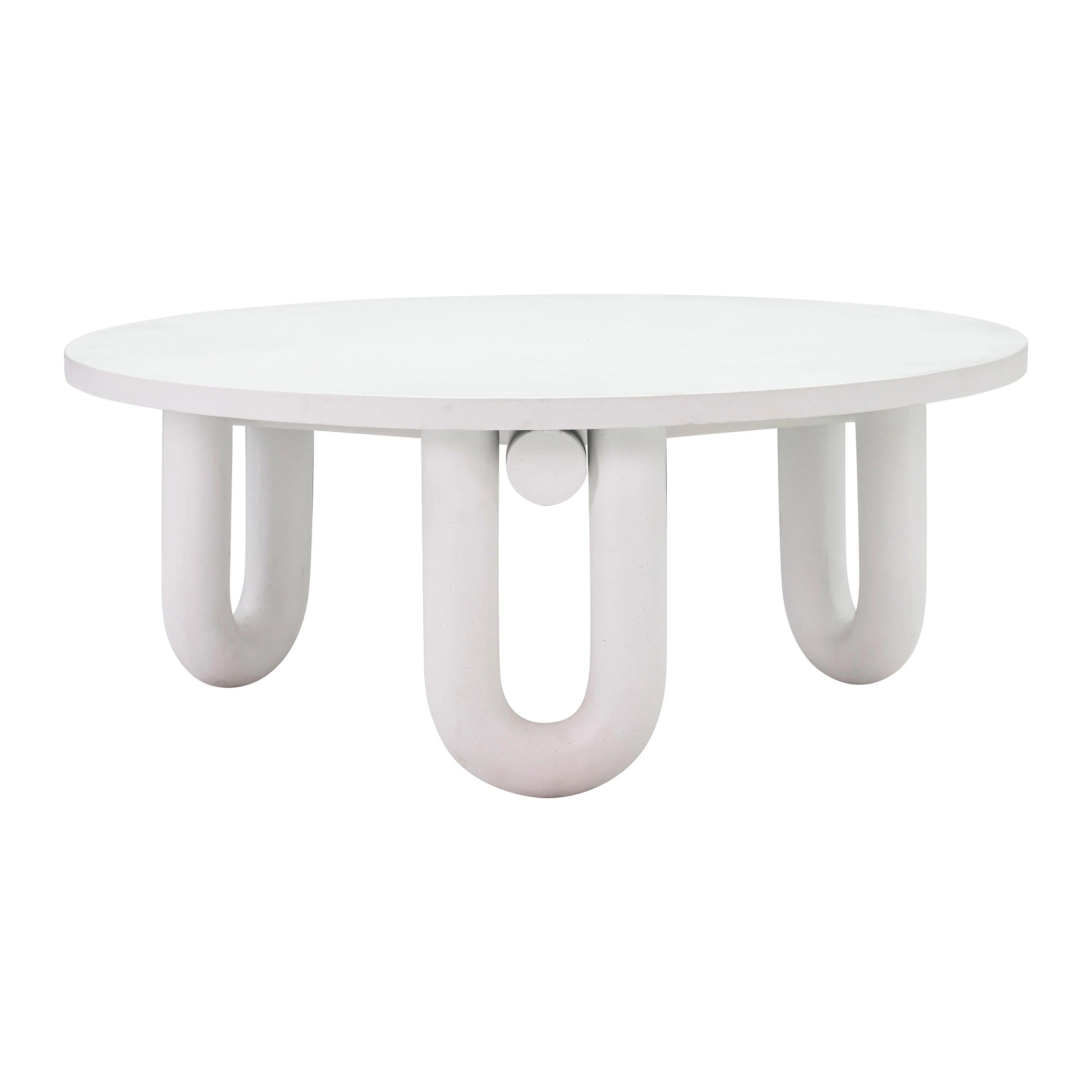 Tildy 39" White Concrete Indoor / Outdoor Round Coffee Table