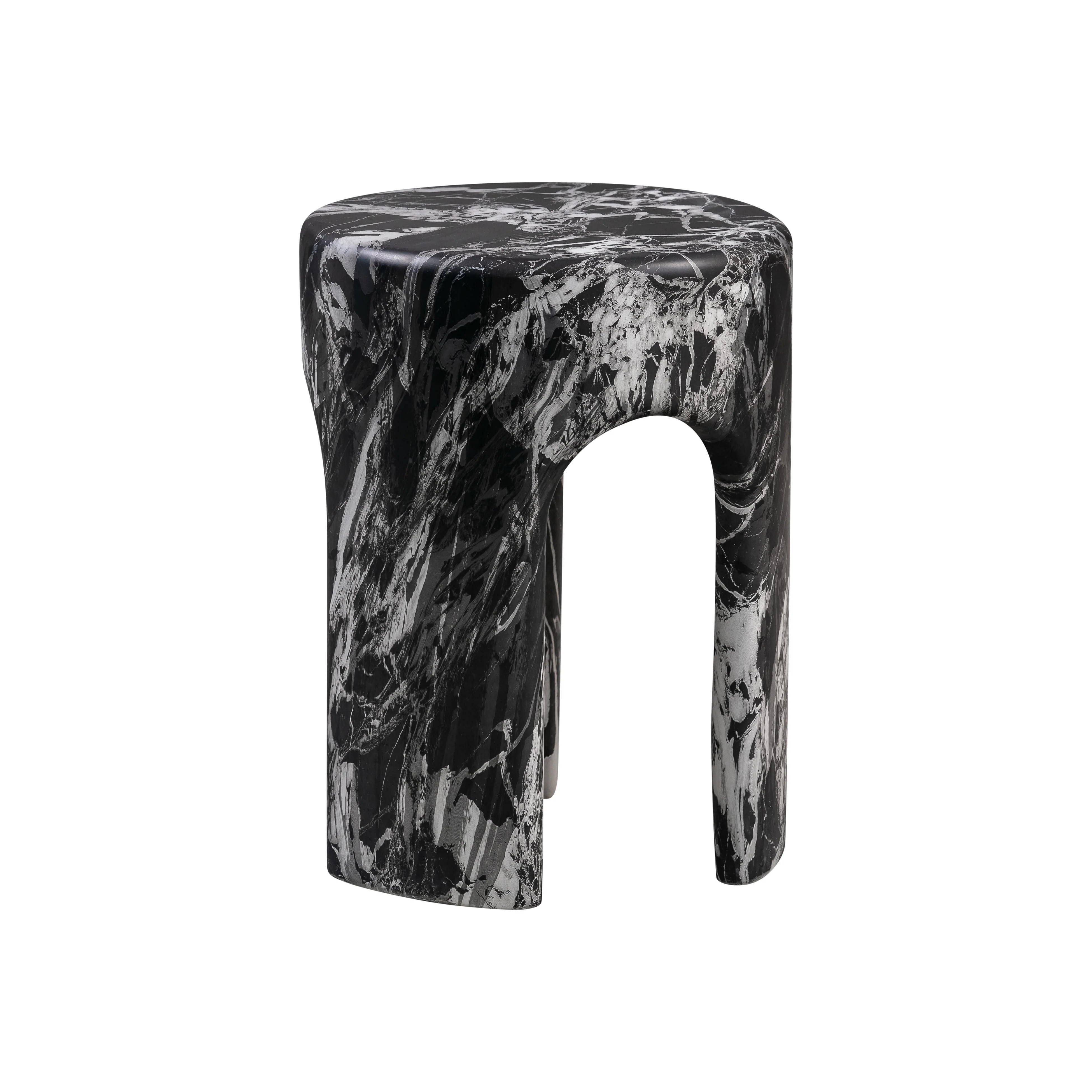 Marisol Black Faux Marble Side Table