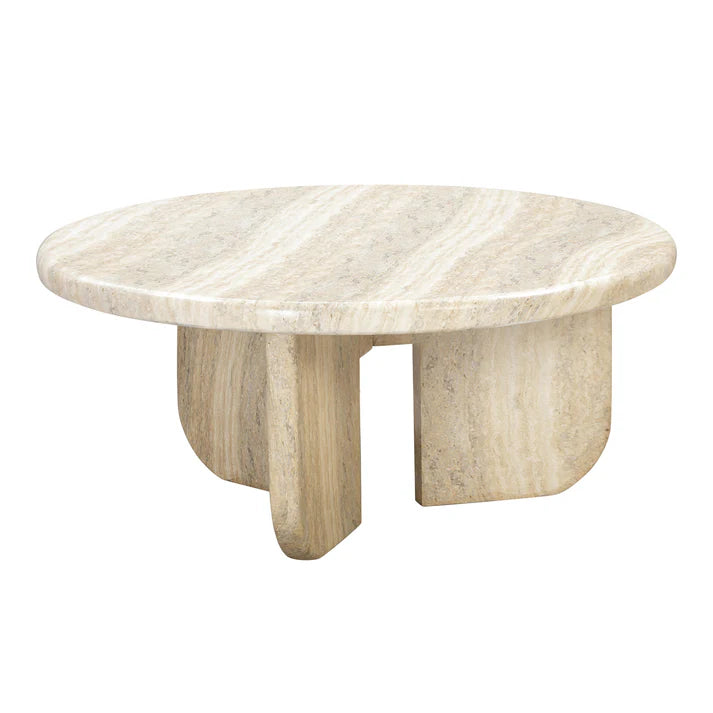 Patrizia Faux Travertine Concrete Indoor / Outdoor Round Coffee Table