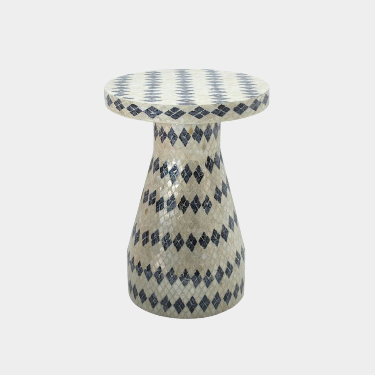 Halio Cream & Blue Checkered Shell Side Table