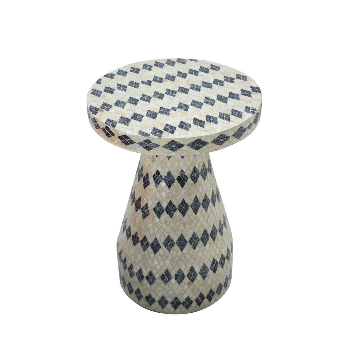 Halio Cream & Blue Checkered Shell Side Table