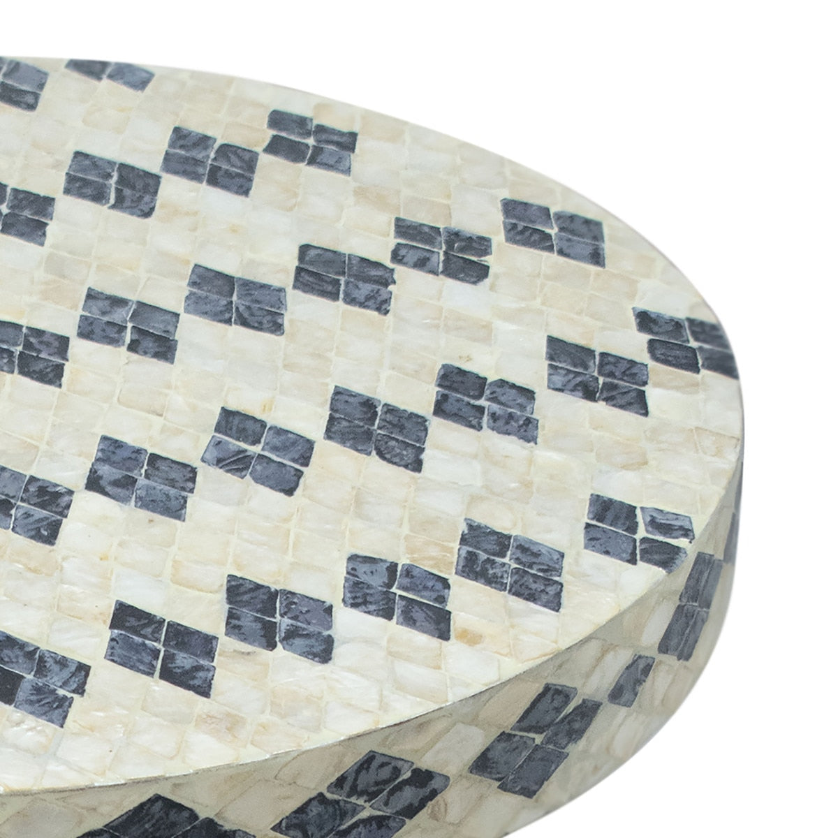 Halio Cream & Blue Checkered Shell Side Table