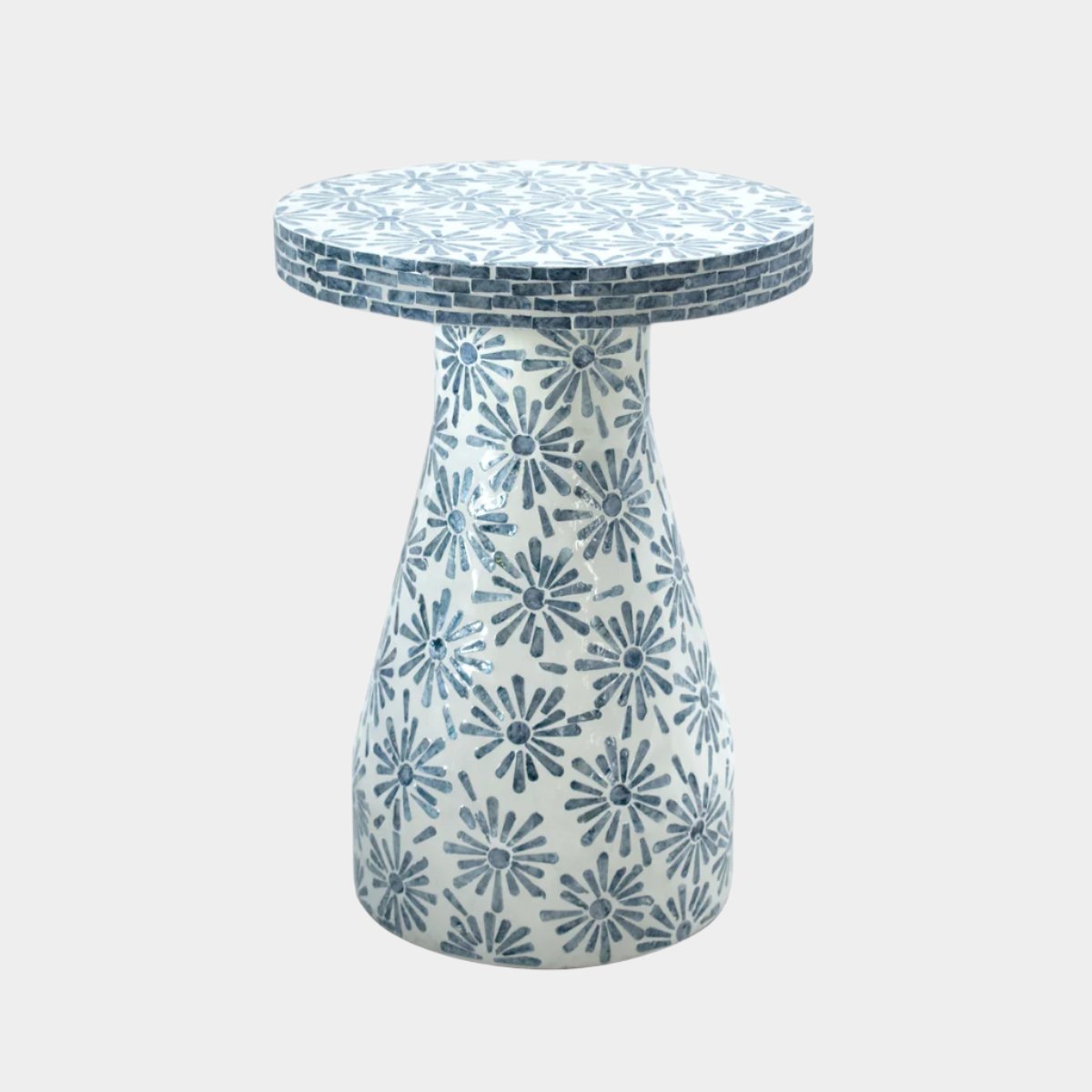 Halio Blue Floral Shell Side Table