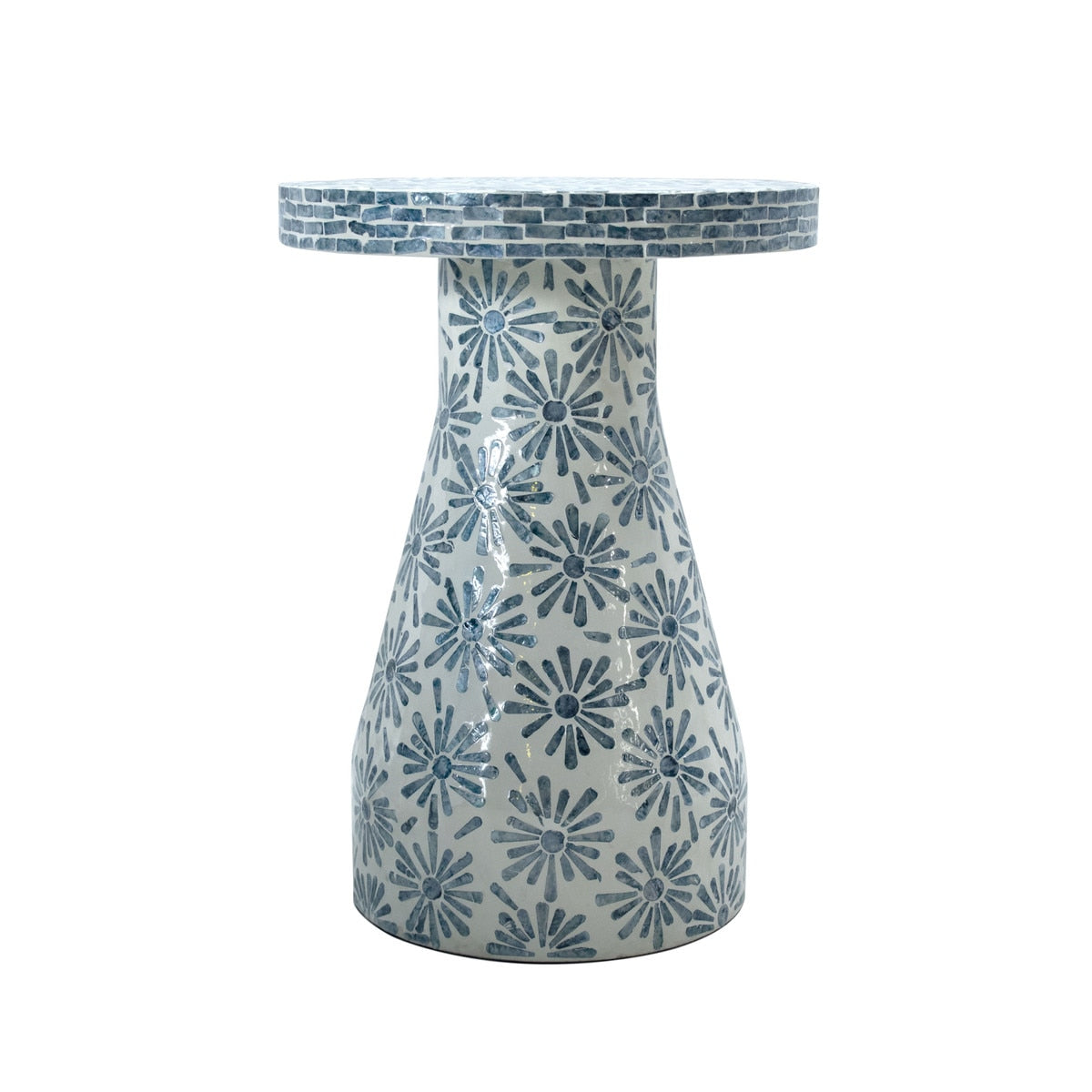 Halio Blue Floral Shell Side Table