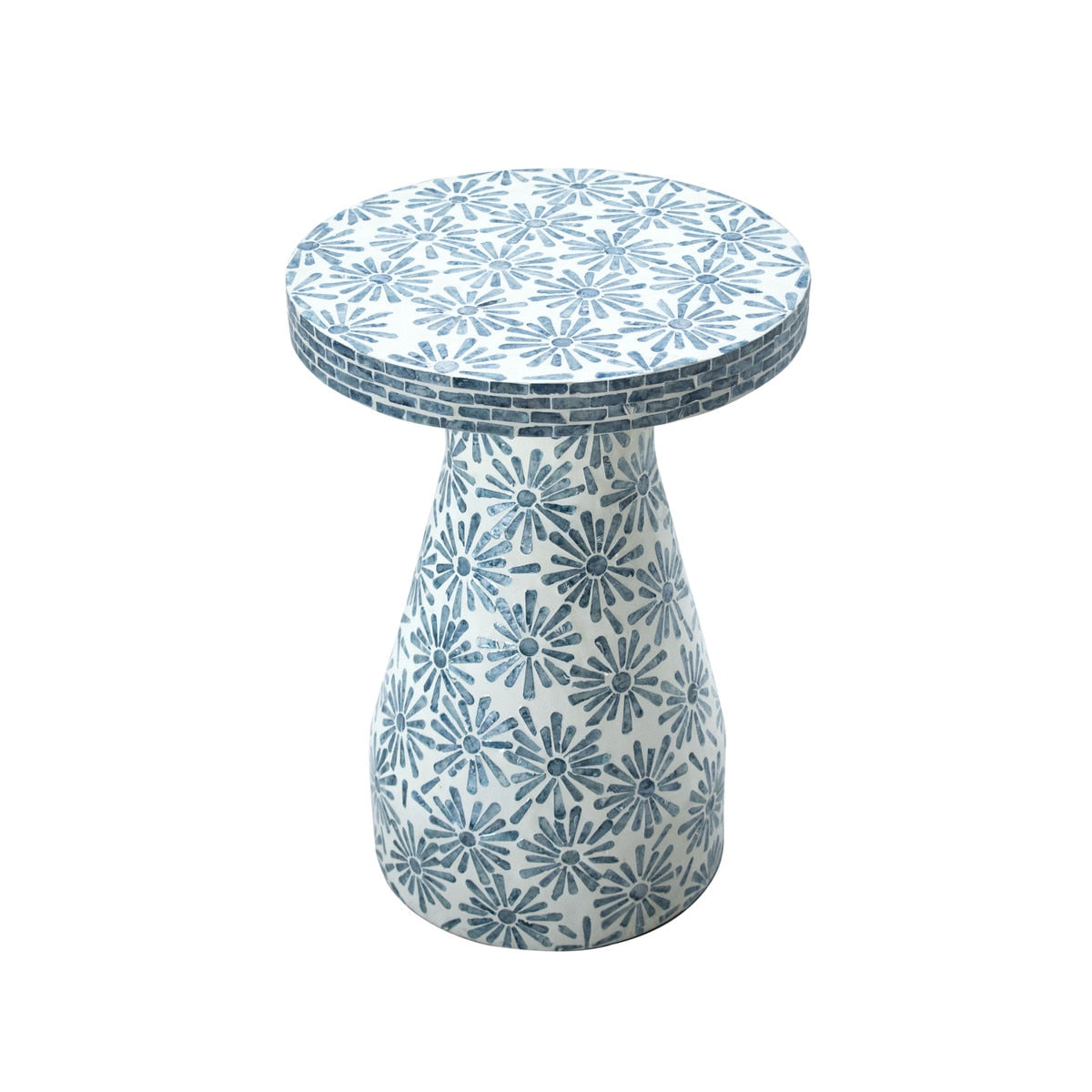 Halio Blue Floral Shell Side Table