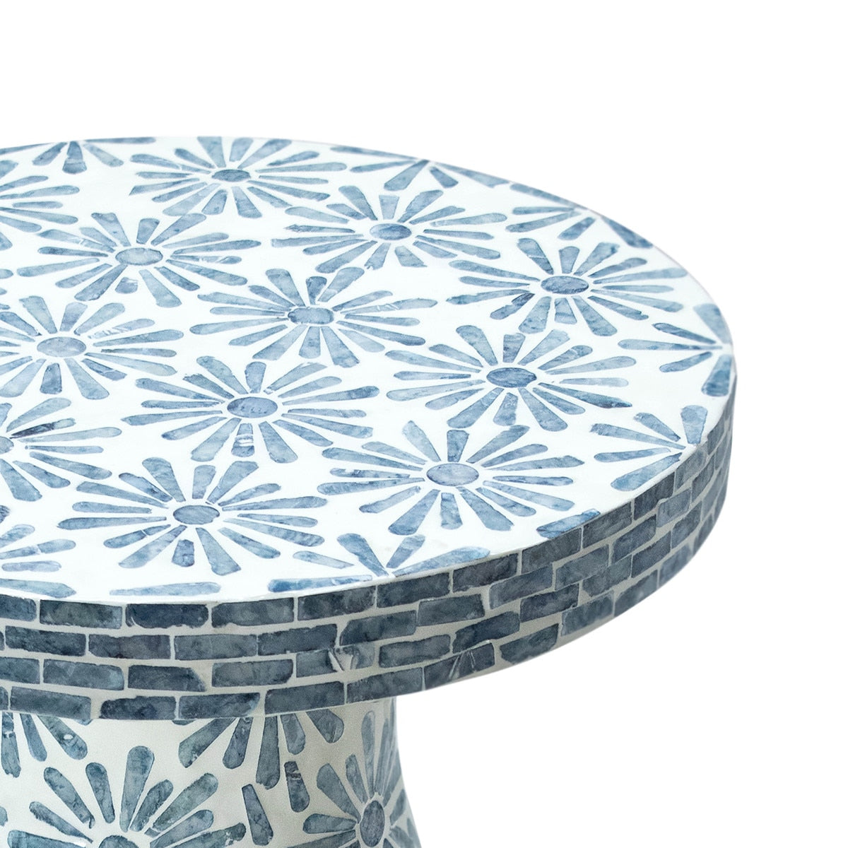 Halio Blue Floral Shell Side Table