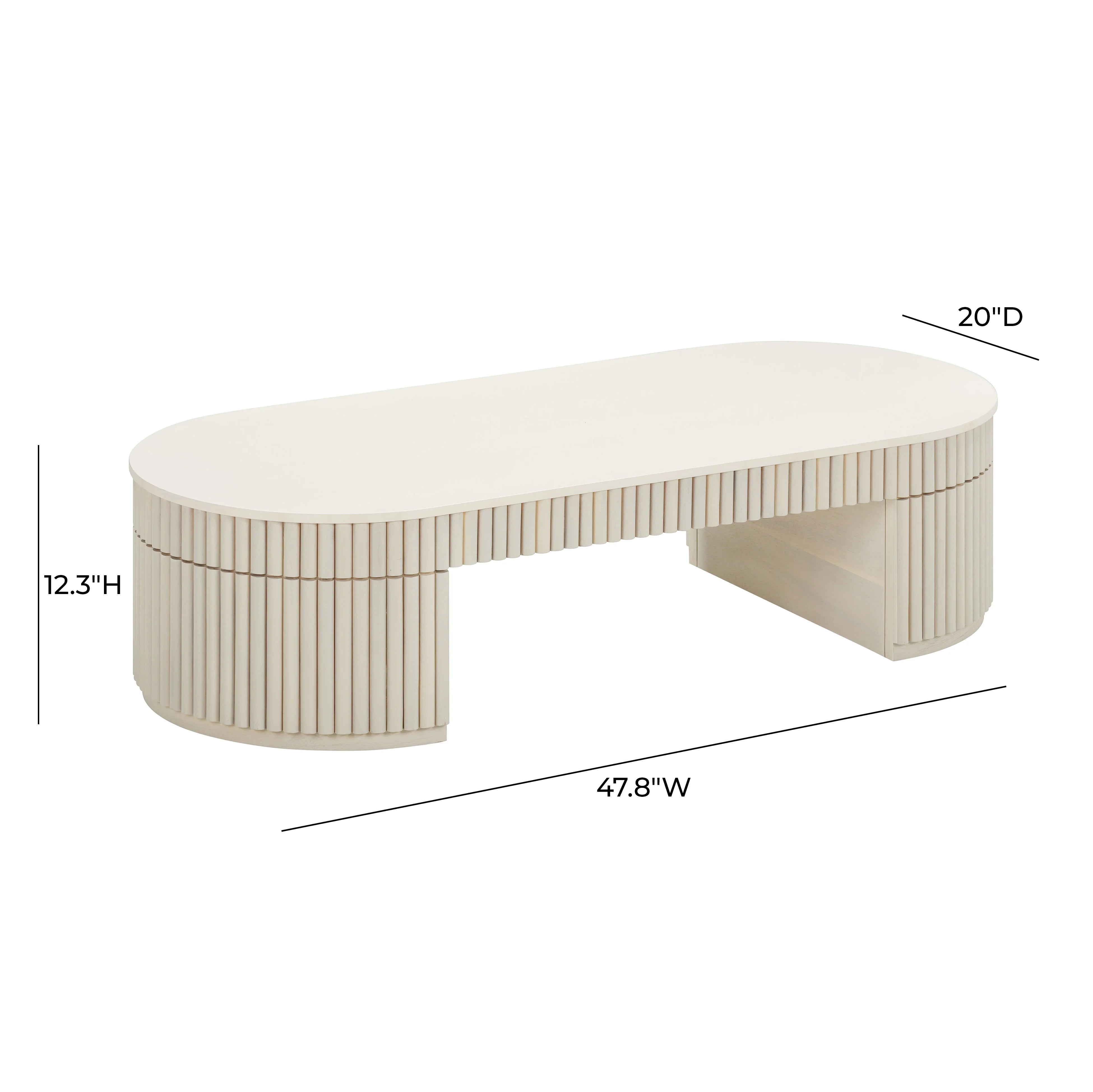 Bella 48" Cream Oval Coffee Table