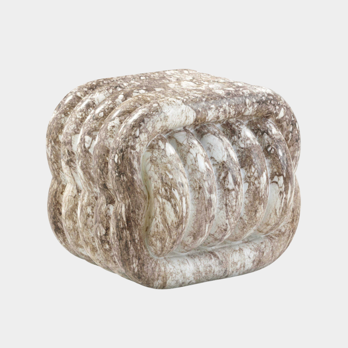 Tabouret d'appoint d'intérieur/extérieur en faux marbre Breccia Capraia Love Knot