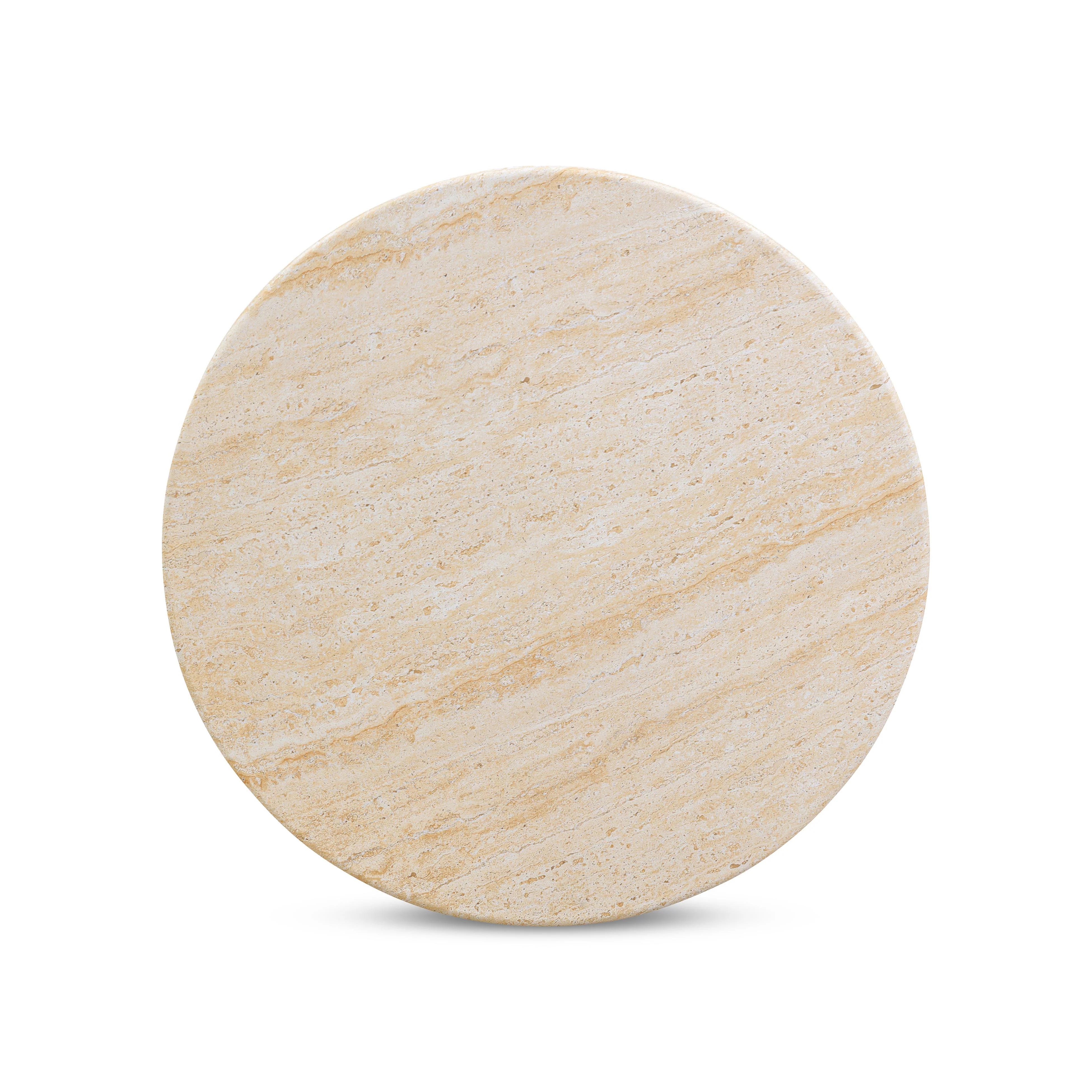 Amora Faux Travertine Indoor/Outdoor Round Accent Table (26"-32")
