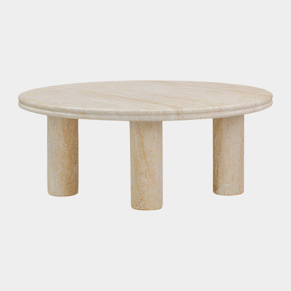 Amora Faux Travertine Indoor/Outdoor 32" Round Accent Table