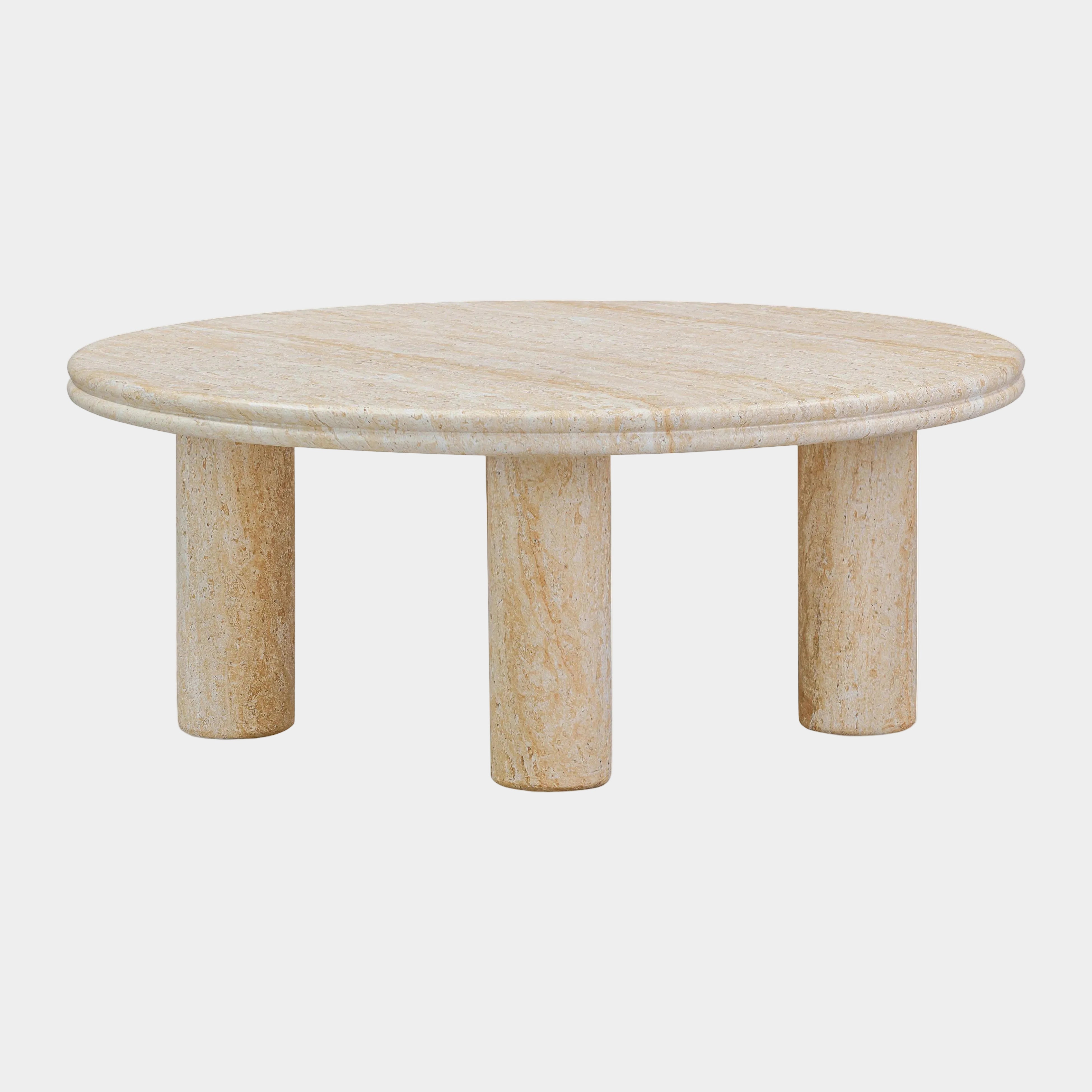 Amora Faux Travertine Indoor/Outdoor Round Accent Table (26"-32")