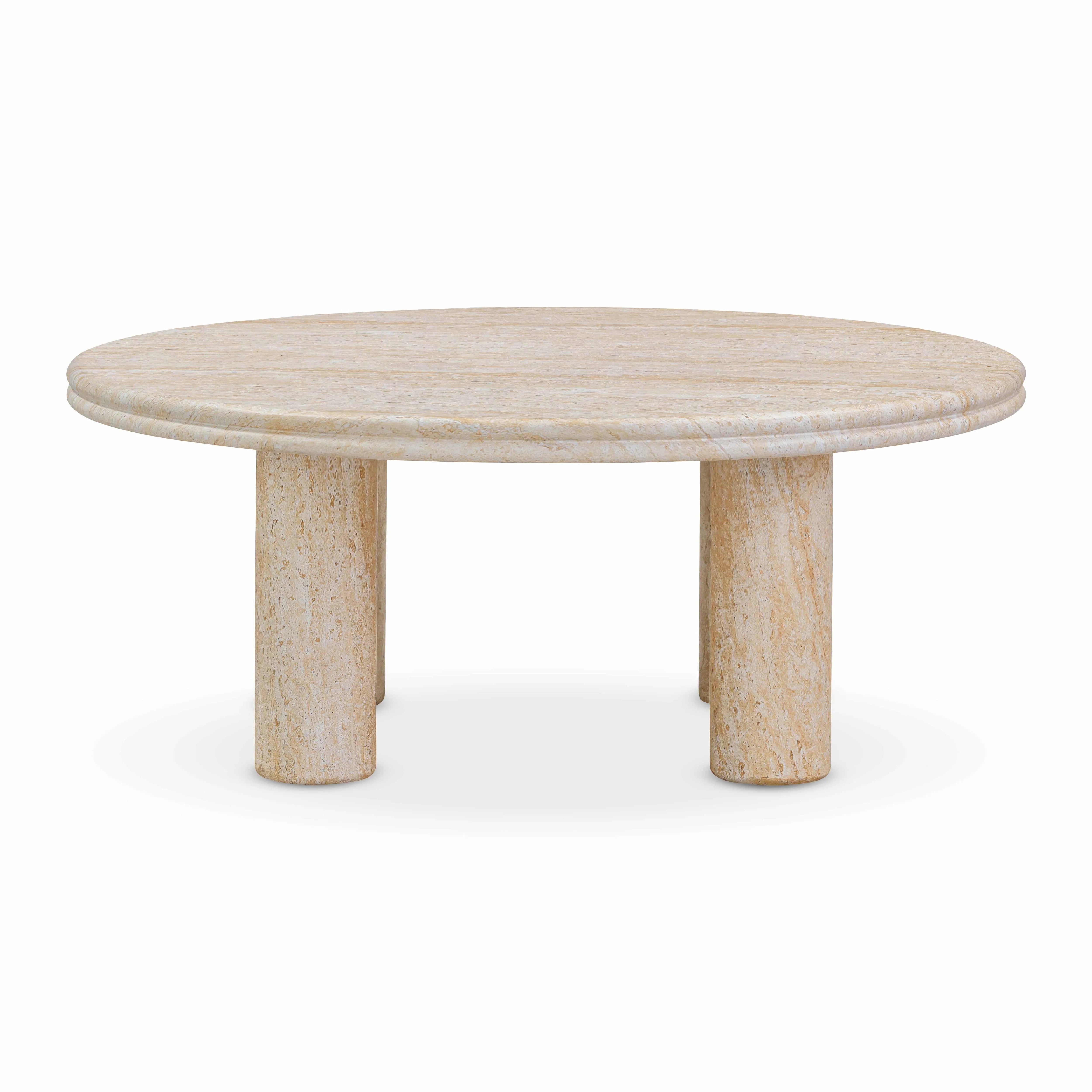 Amora Faux Travertine Indoor/Outdoor Round Accent Table (26"-32")
