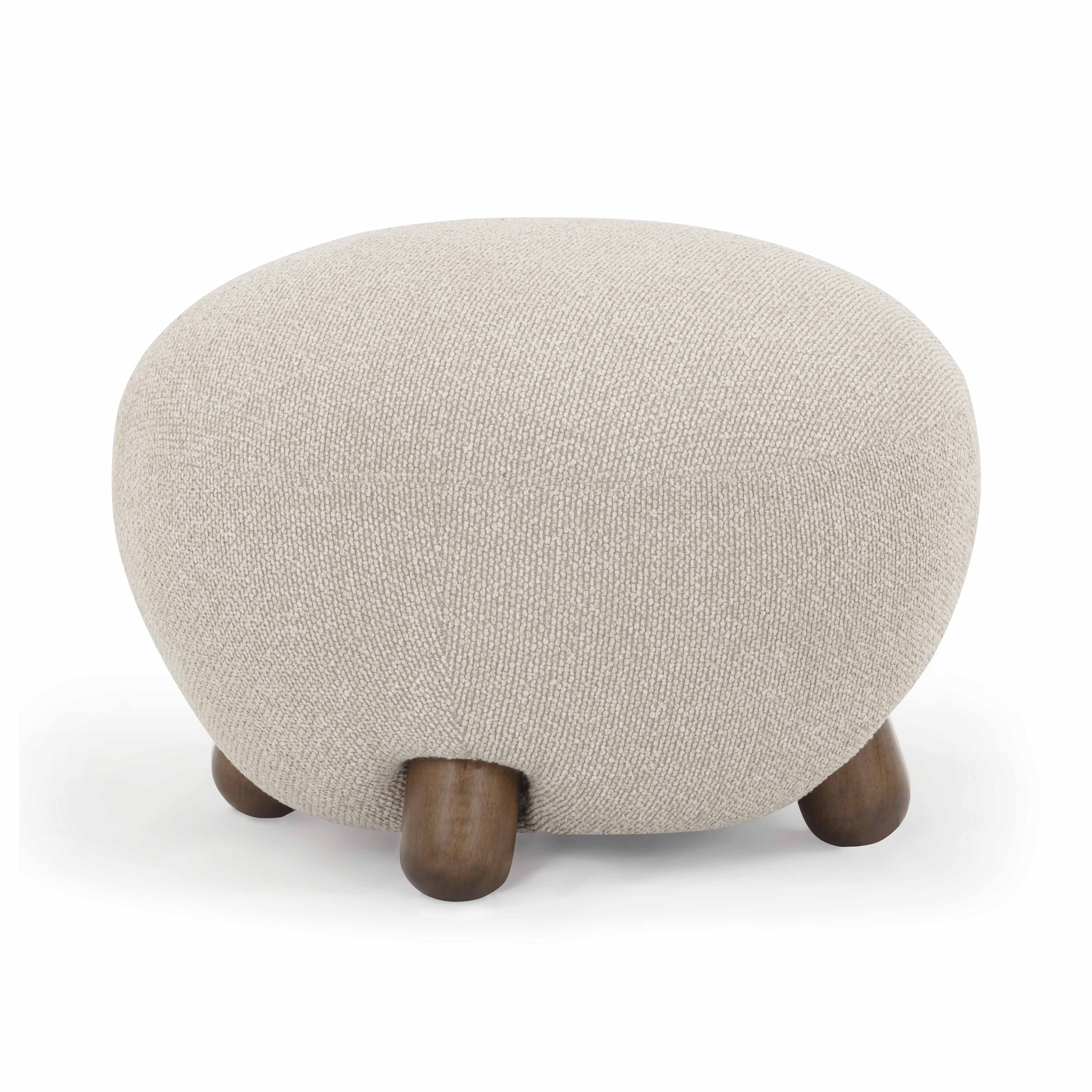 Pucker Warm Grey Performance Boucle Ottoman