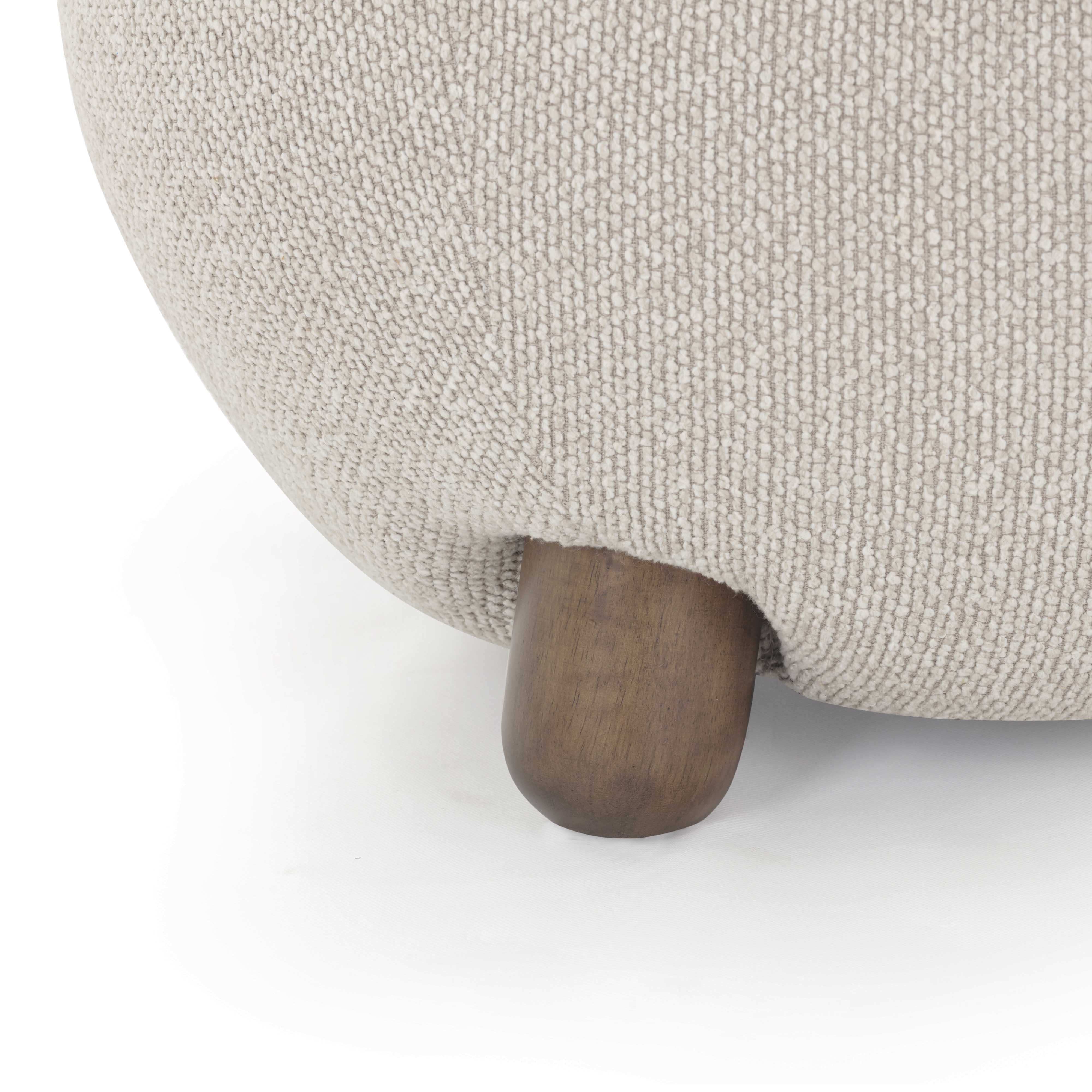 Pucker Warm Grey Performance Boucle Ottoman