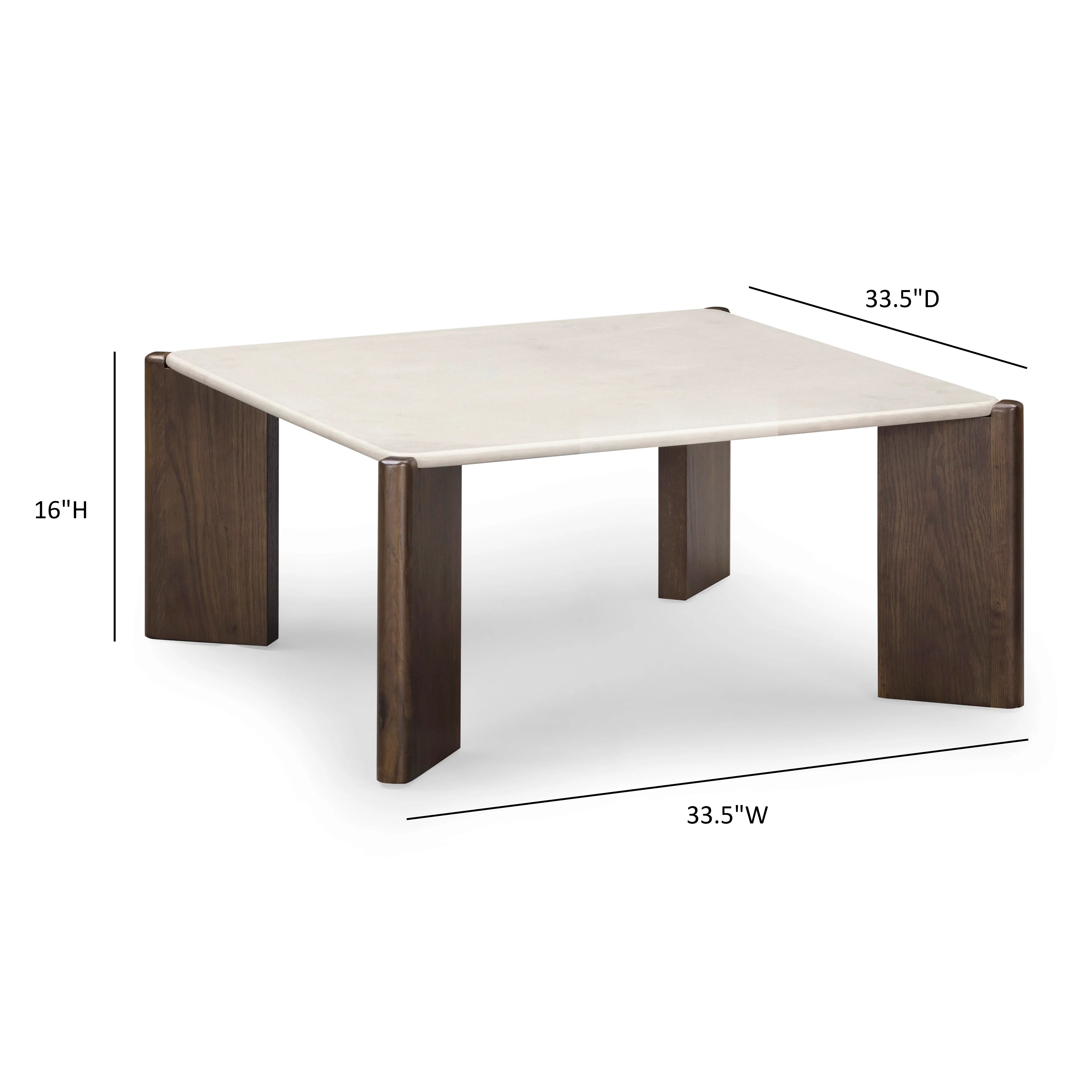 Restis 33.5" Cream Quartz Square Coffee Table