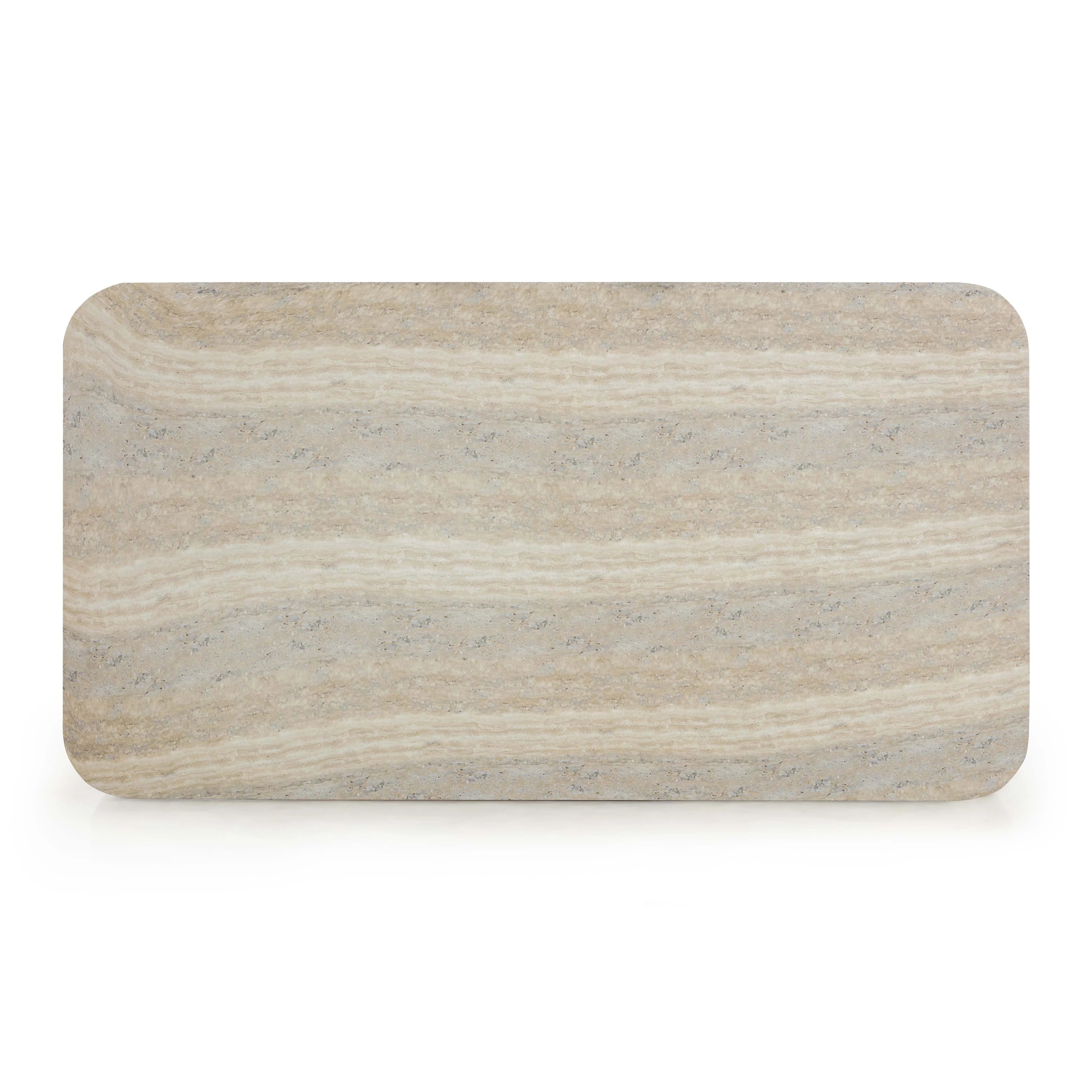 Tyche 55" Faux Travertine Indoor/Outdoor Concrete Rectangular Coffee Table