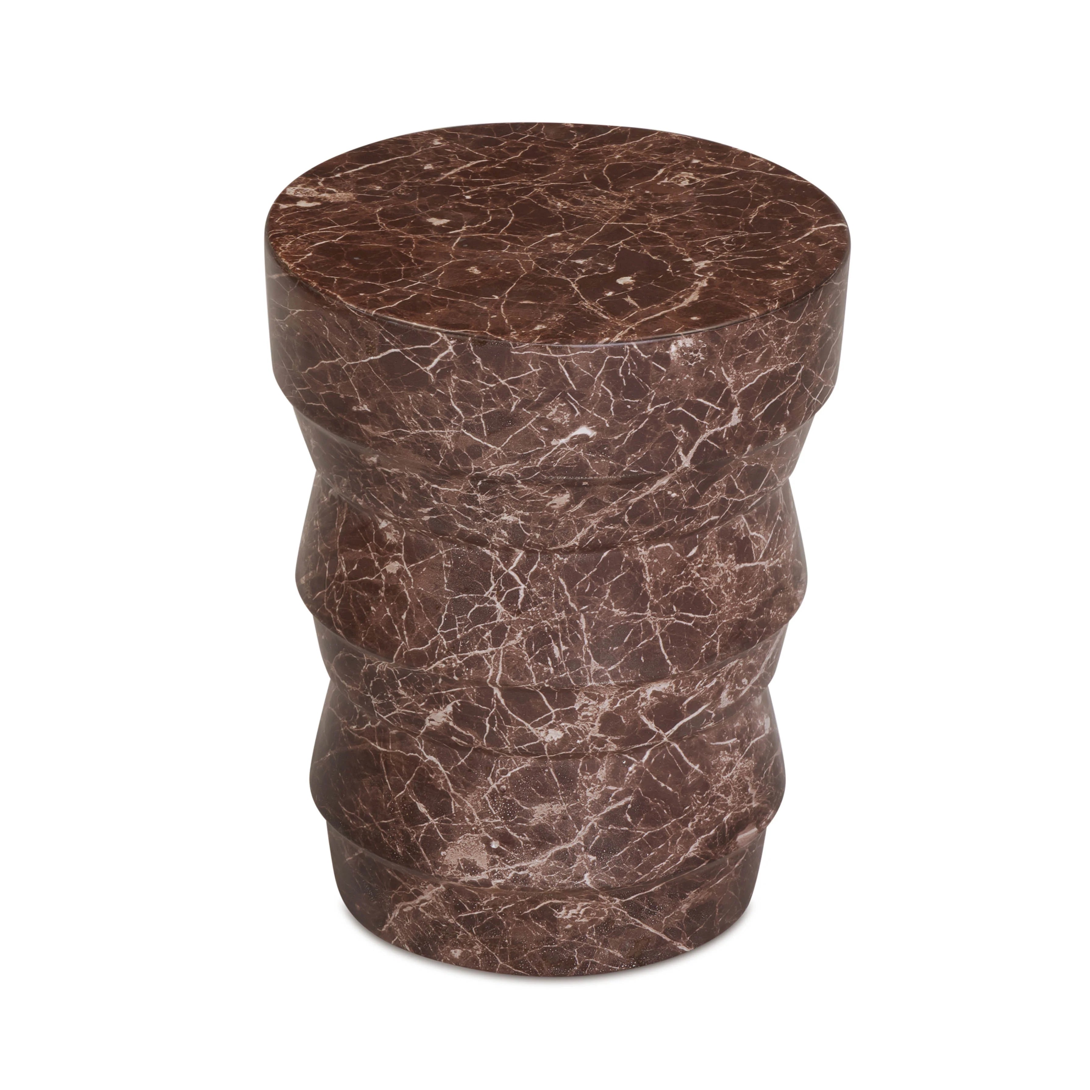 Ayon Faux Red Levanto Marble Indoor/Outdoor Concrete Side Table