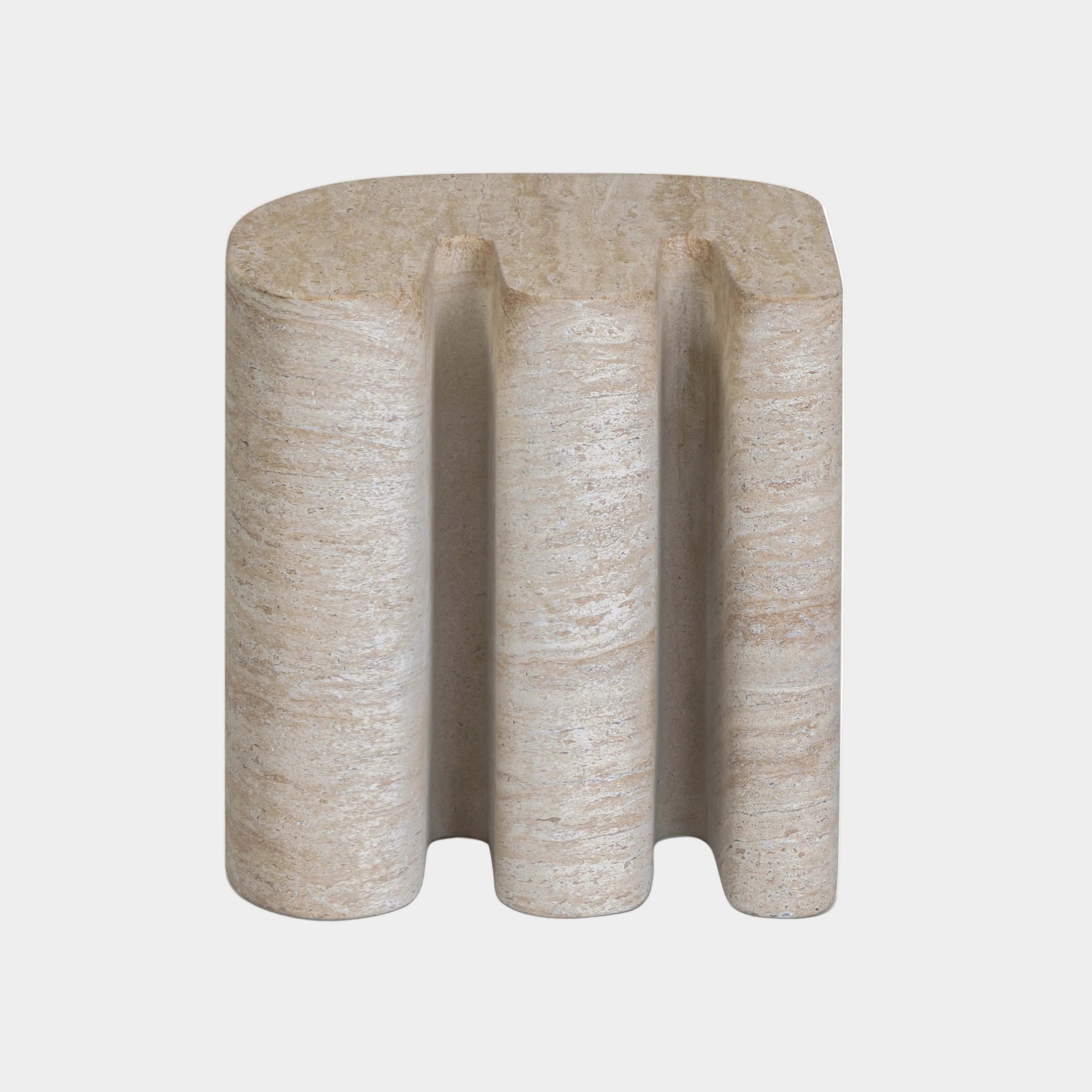 Thyme Faux Travertine Indoor/Outdoor Concrete Side Table
