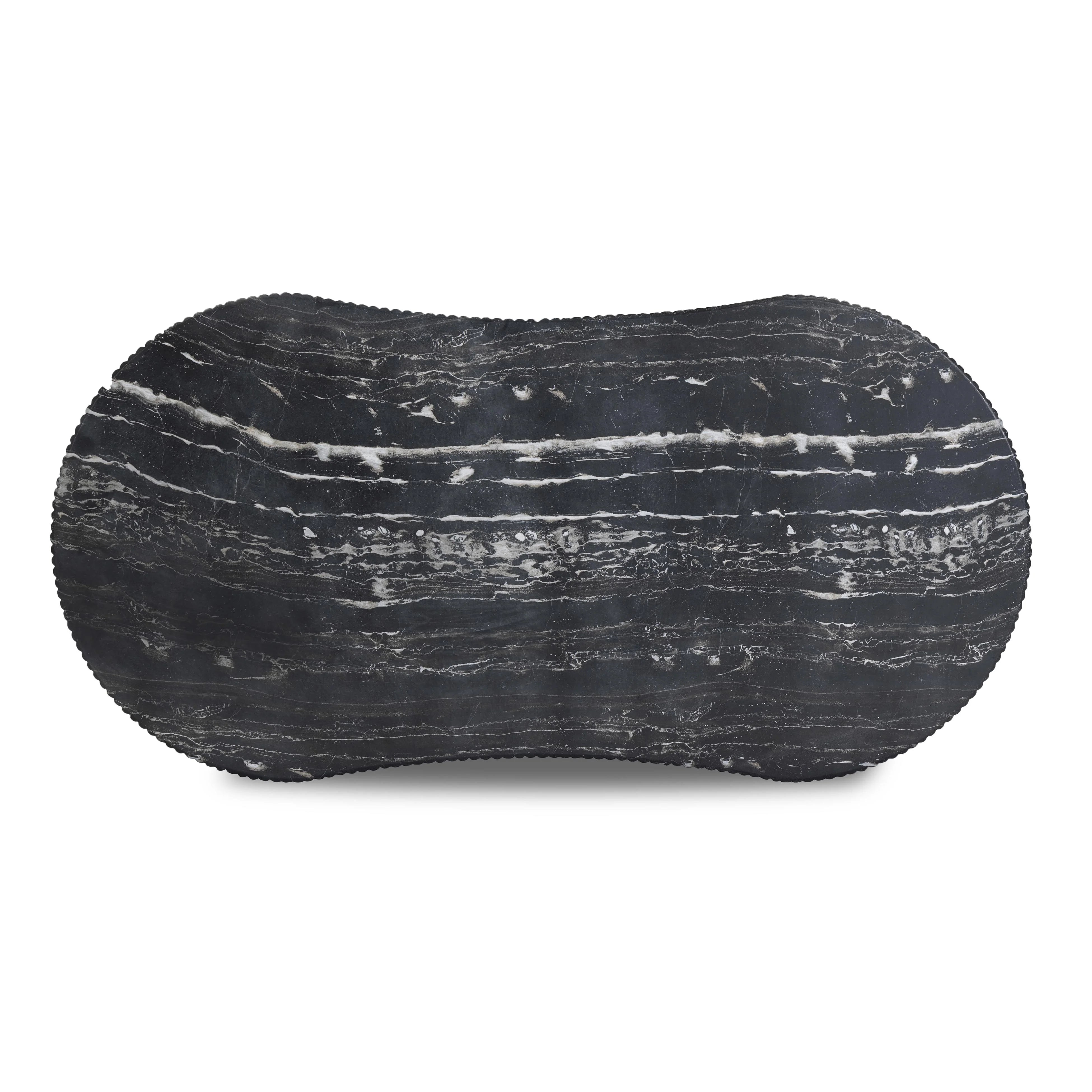 Hades 47" Black Faux Marble Indoor/Outdoor Concrete Coffee Table
