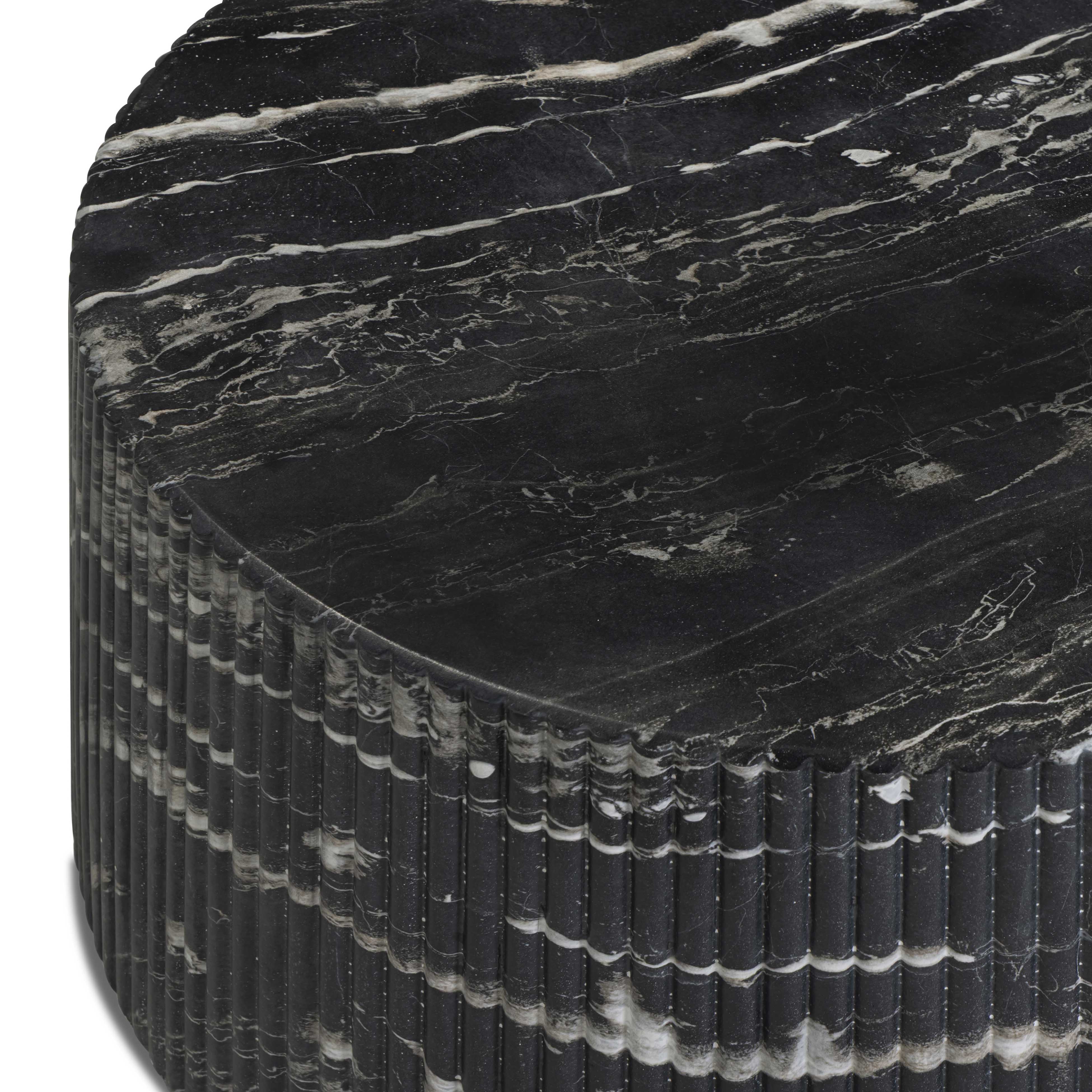Hades 47" Black Faux Marble Indoor/Outdoor Concrete Coffee Table