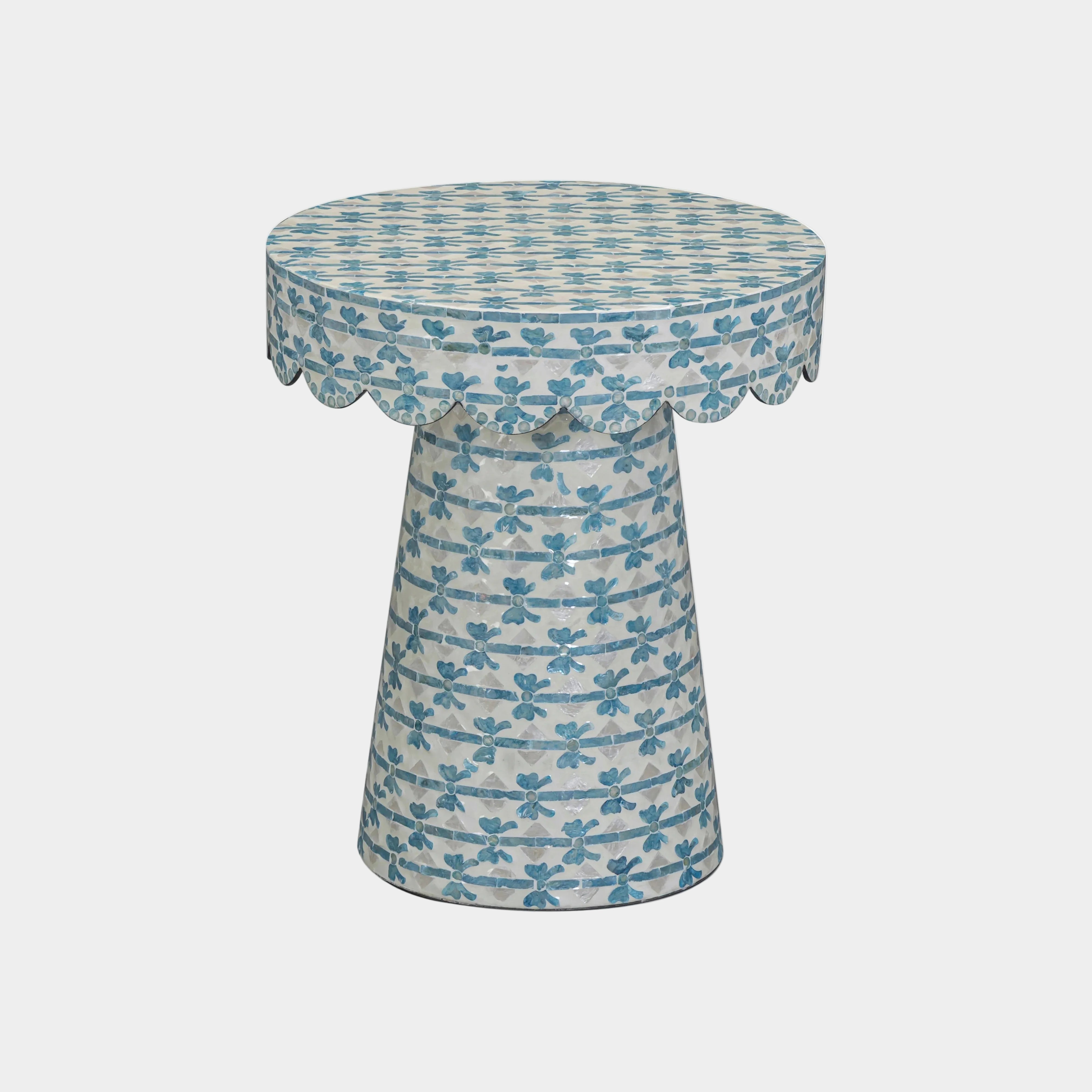 Lady Blue Ribbon Capiz Shell Round Side Table