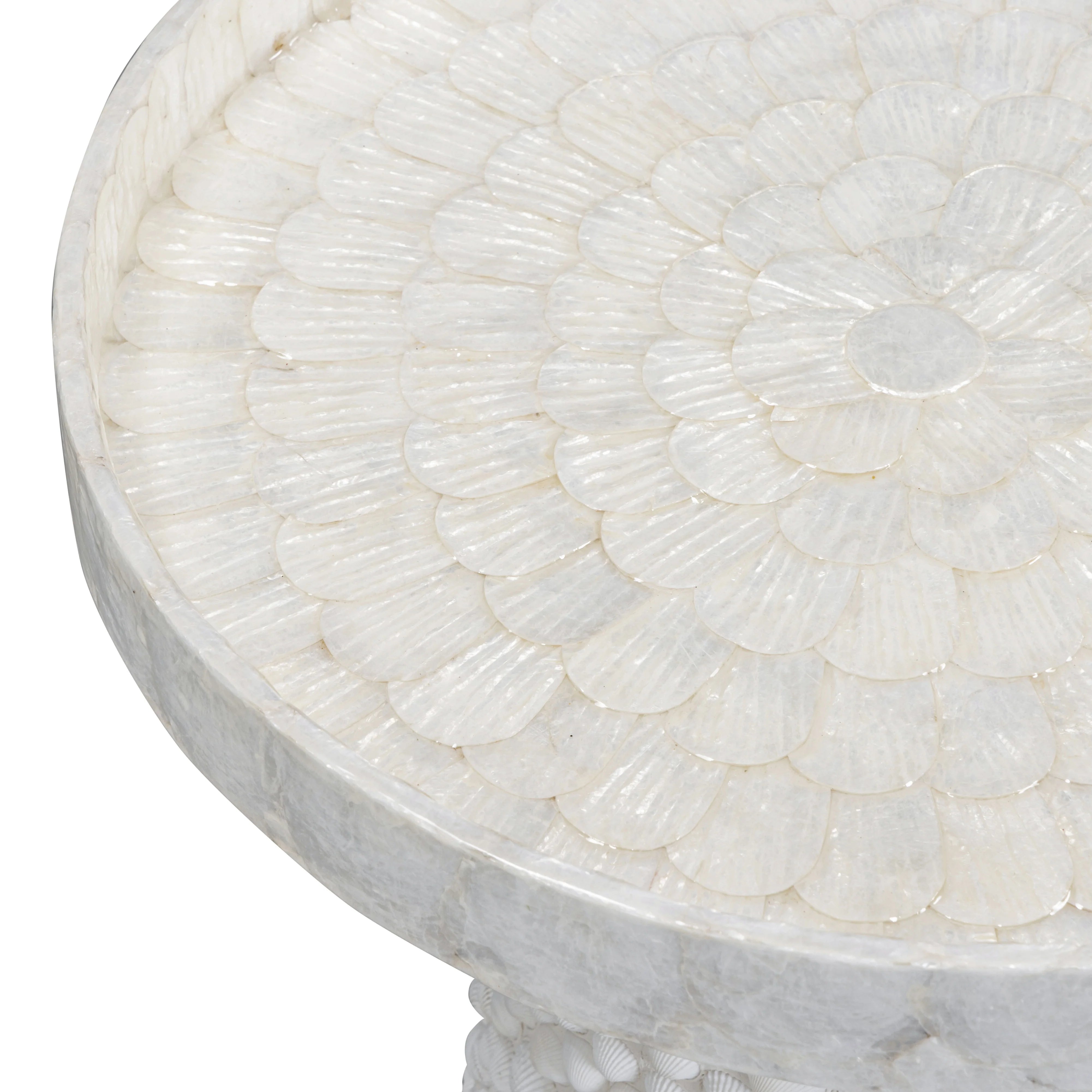 Coast Pearl White Seashell Round Side Table